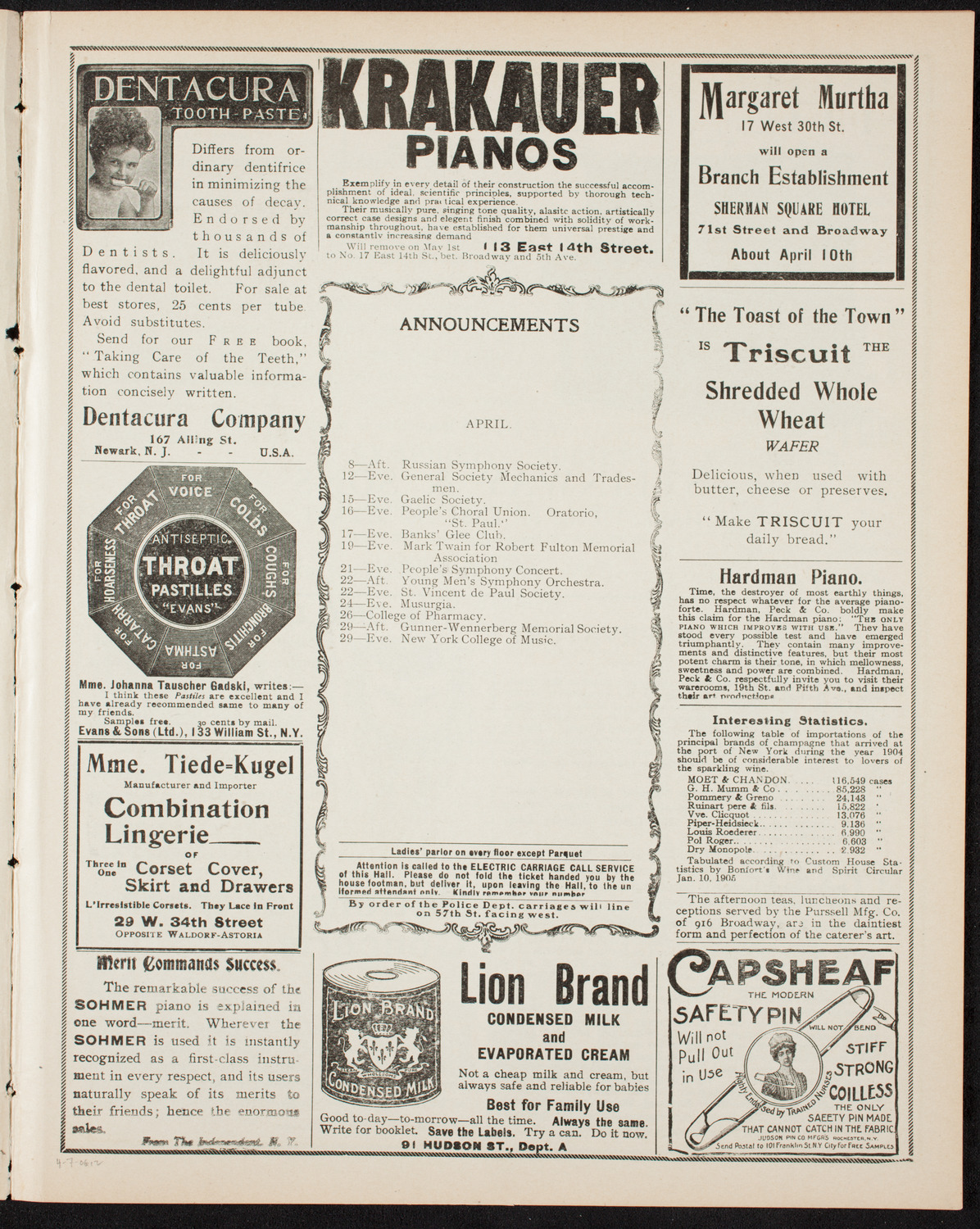 Russian Symphony Society of New York, April 7, 1906, program page 3