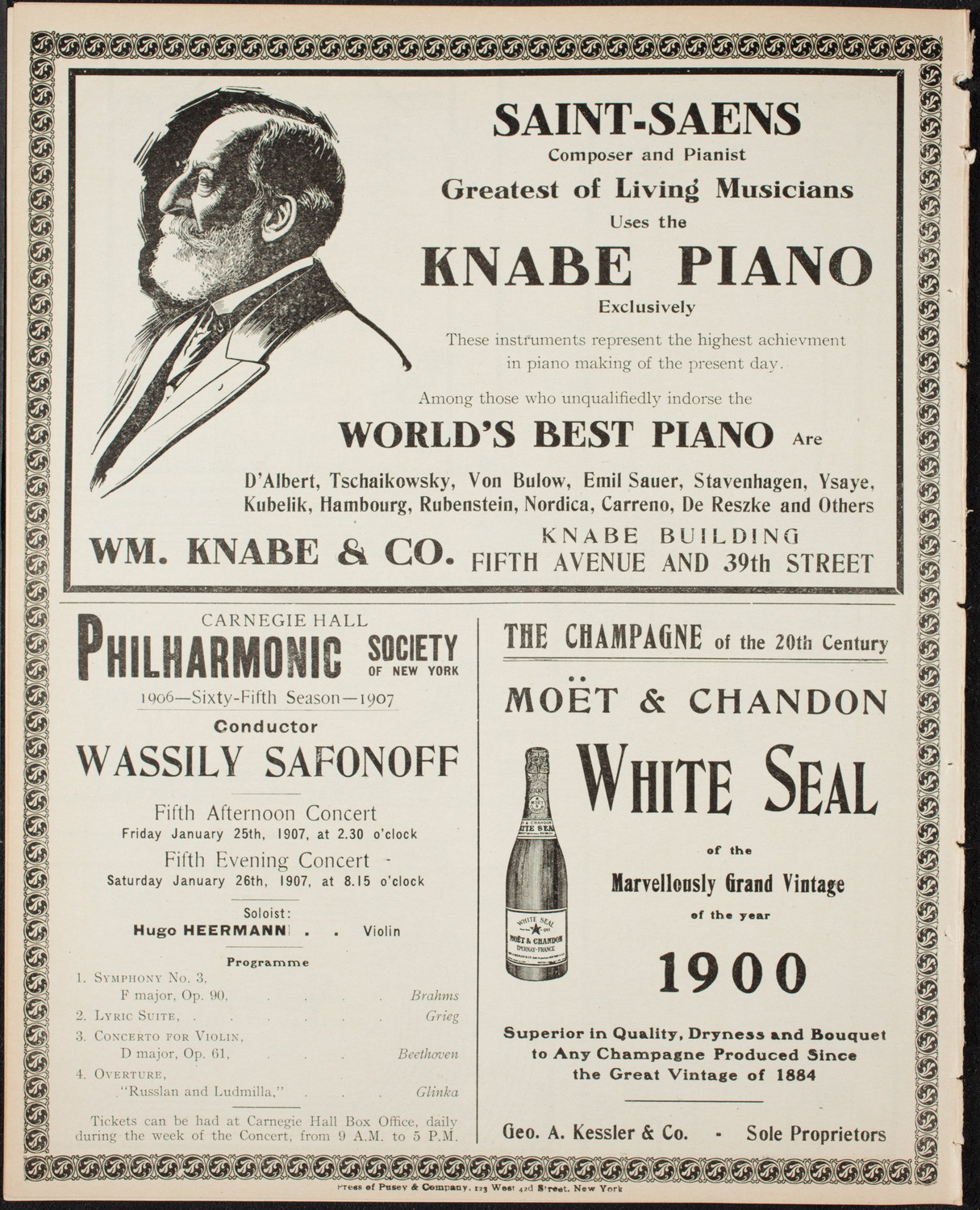 Mieczyslaw Horszowski, Piano, January 6, 1907, program page 12