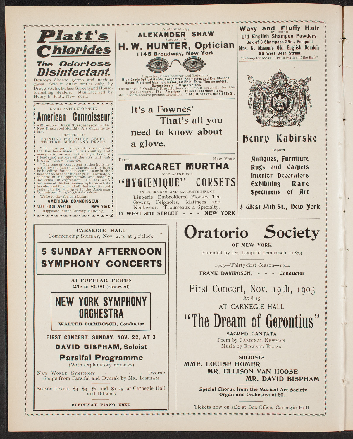 Maurice Kaufmann with New York Symphony Orchestra, November 18, 1903, program page 2