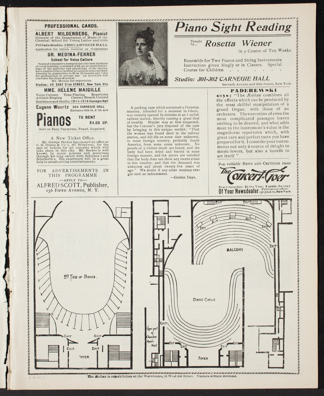 Josef Hofmann, Piano, March 18, 1901, program page 3