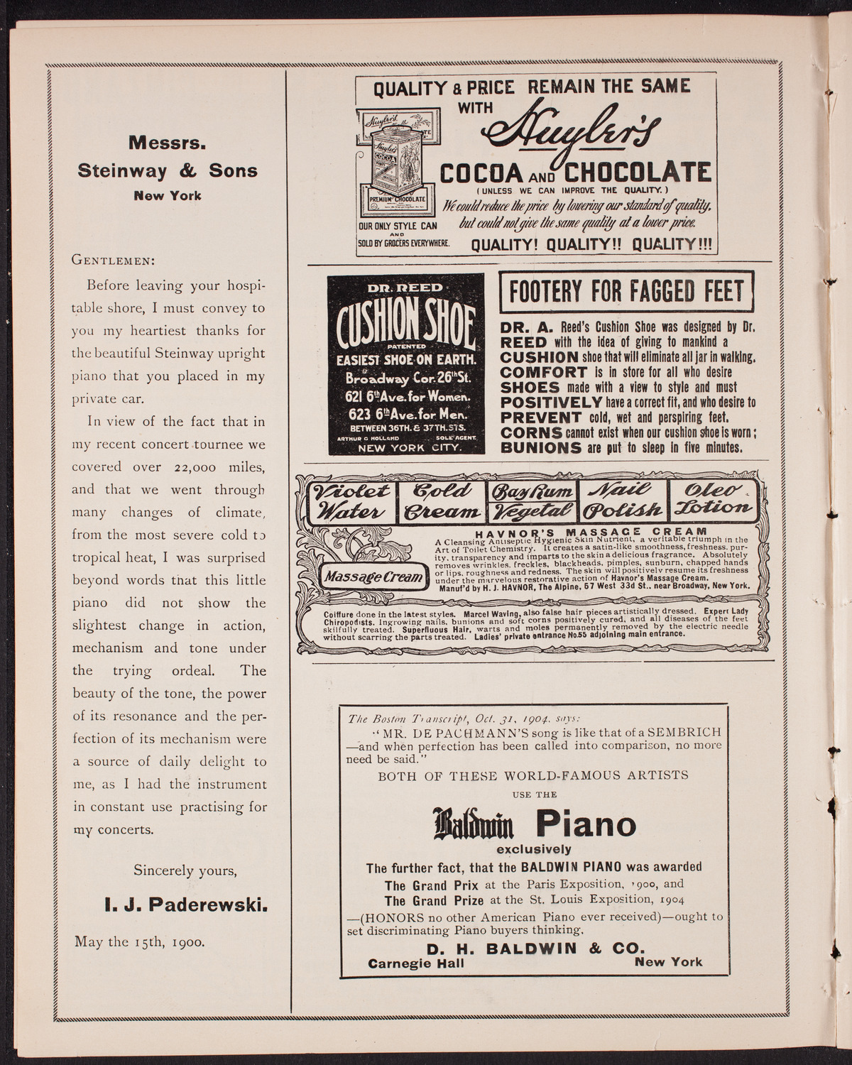 Olga Samaroff, Piano, with the New York Symphony Orchestra, January 18, 1905, program page 4