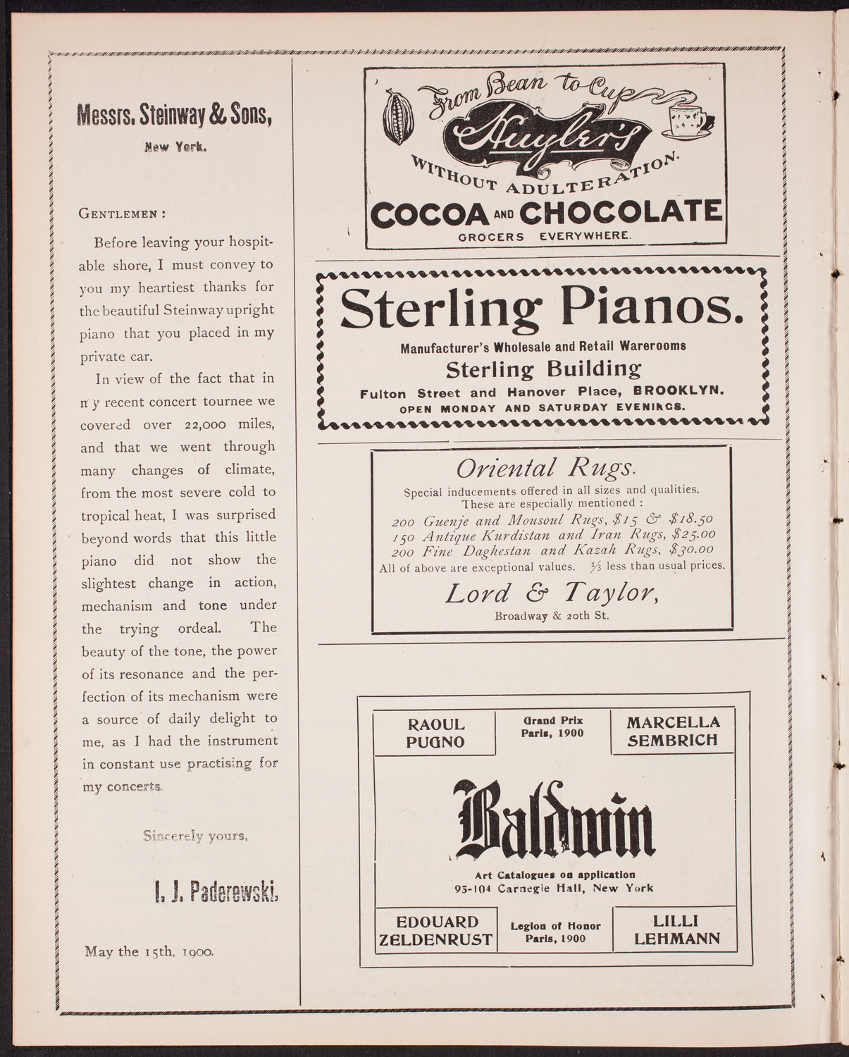 Wetzler Symphony Orchestra, February 5, 1903, program page 4