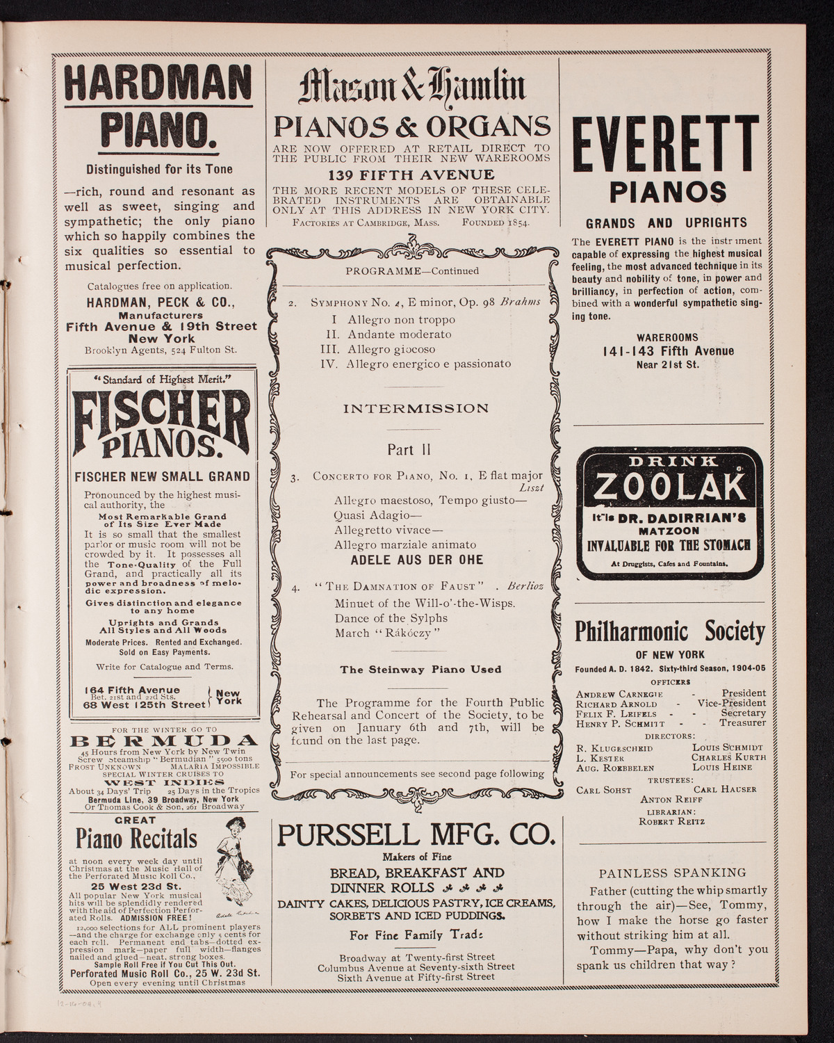 New York Philharmonic, December 16, 1904, program page 7