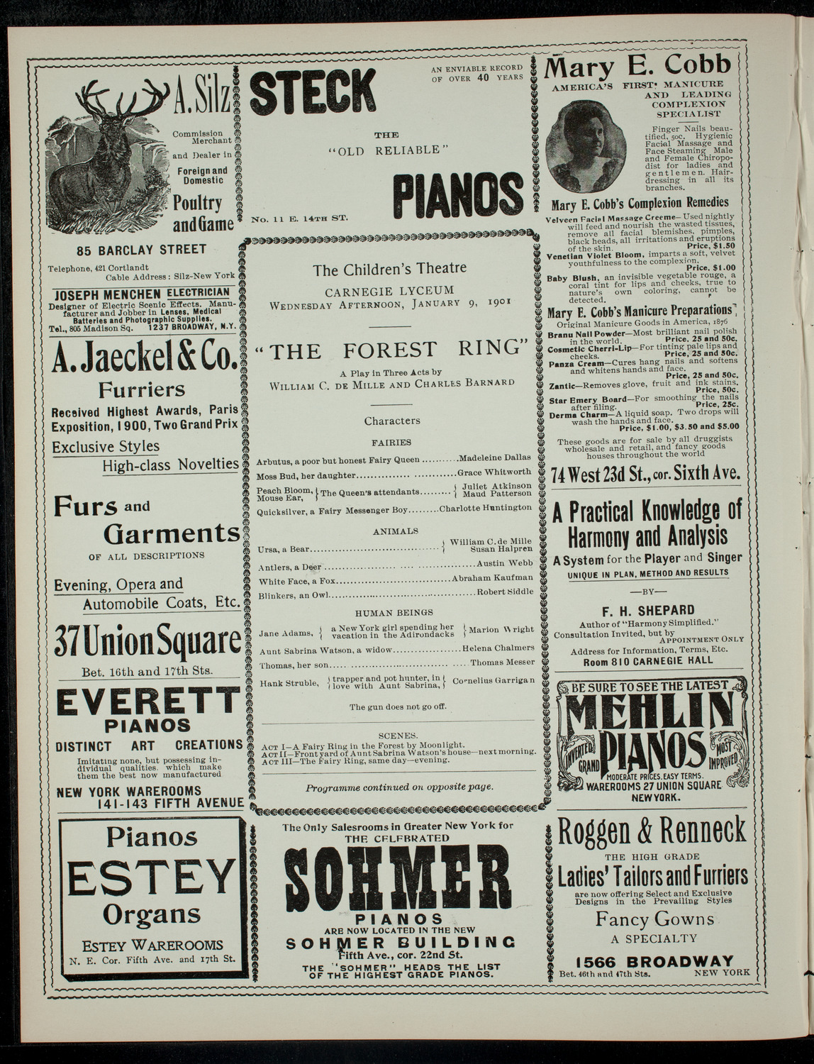 The Children's Theatre, January 9, 1901, program page 2