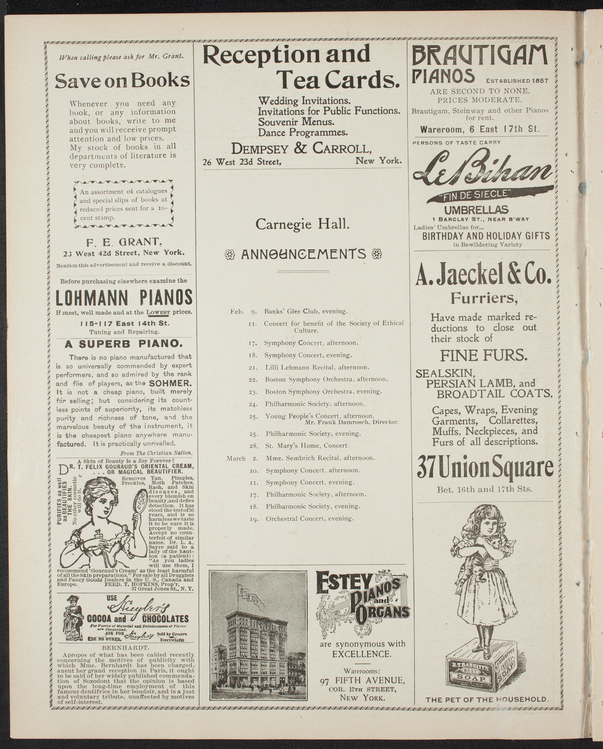 New York Philharmonic, February 4, 1899, program page 2