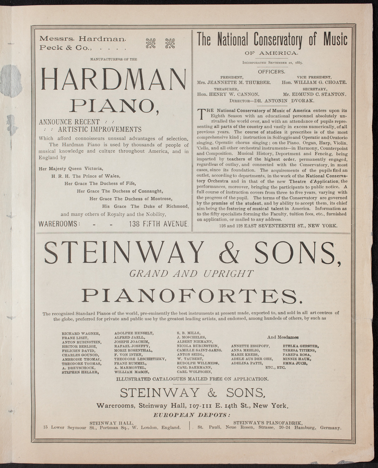 New York Philharmonic, November 19, 1892, program page 5