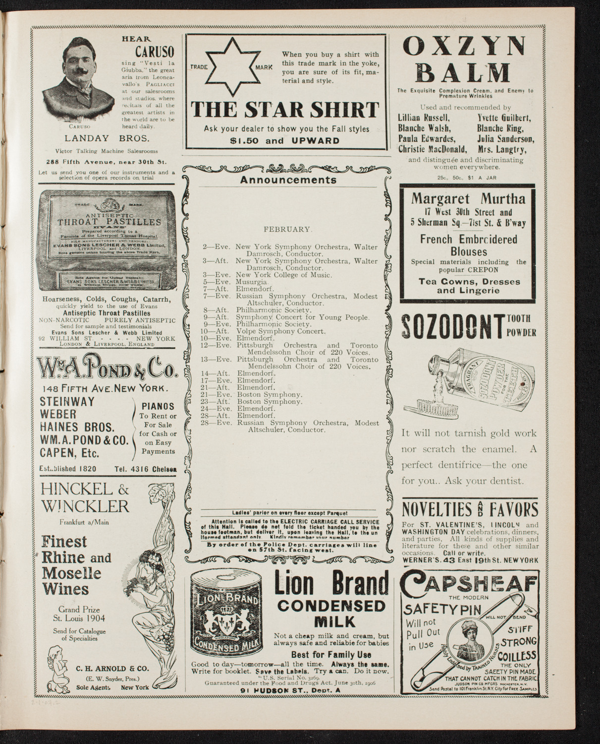People's Symphony Concert, February 1, 1907, program page 3