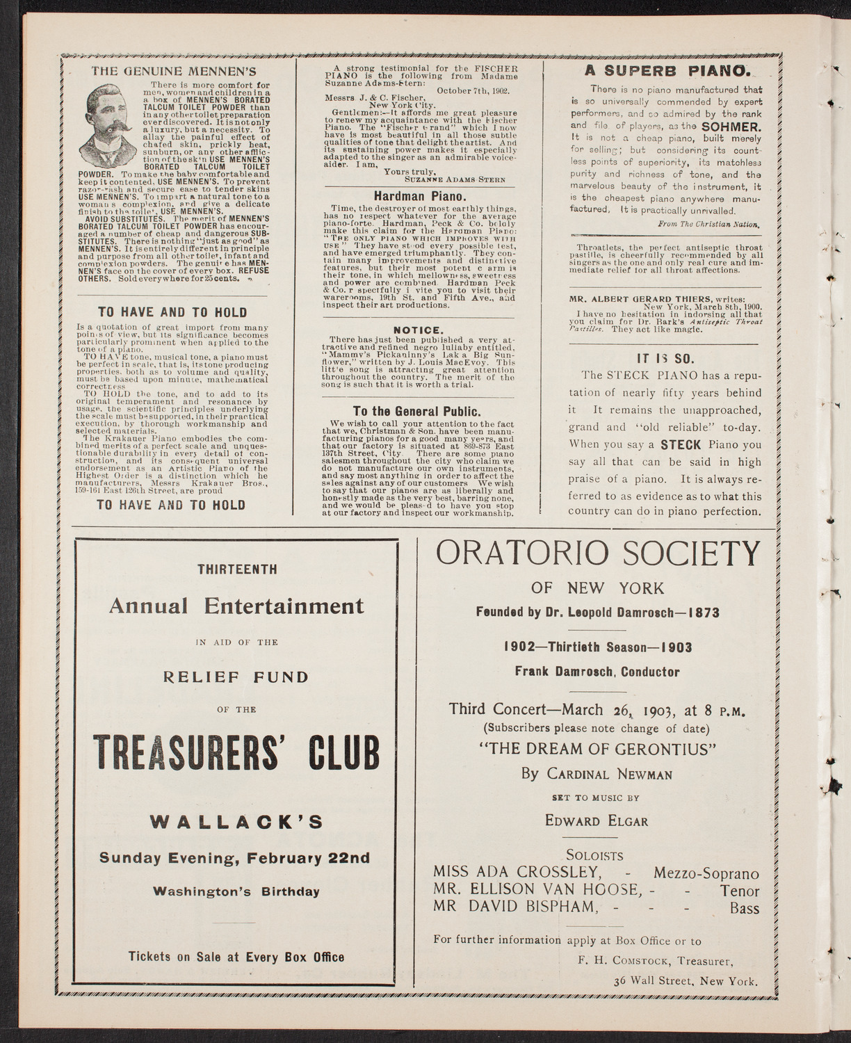 Meeting: YMCA/ Patriotic Mass Meeting for Men, February 22, 1903, program page 10