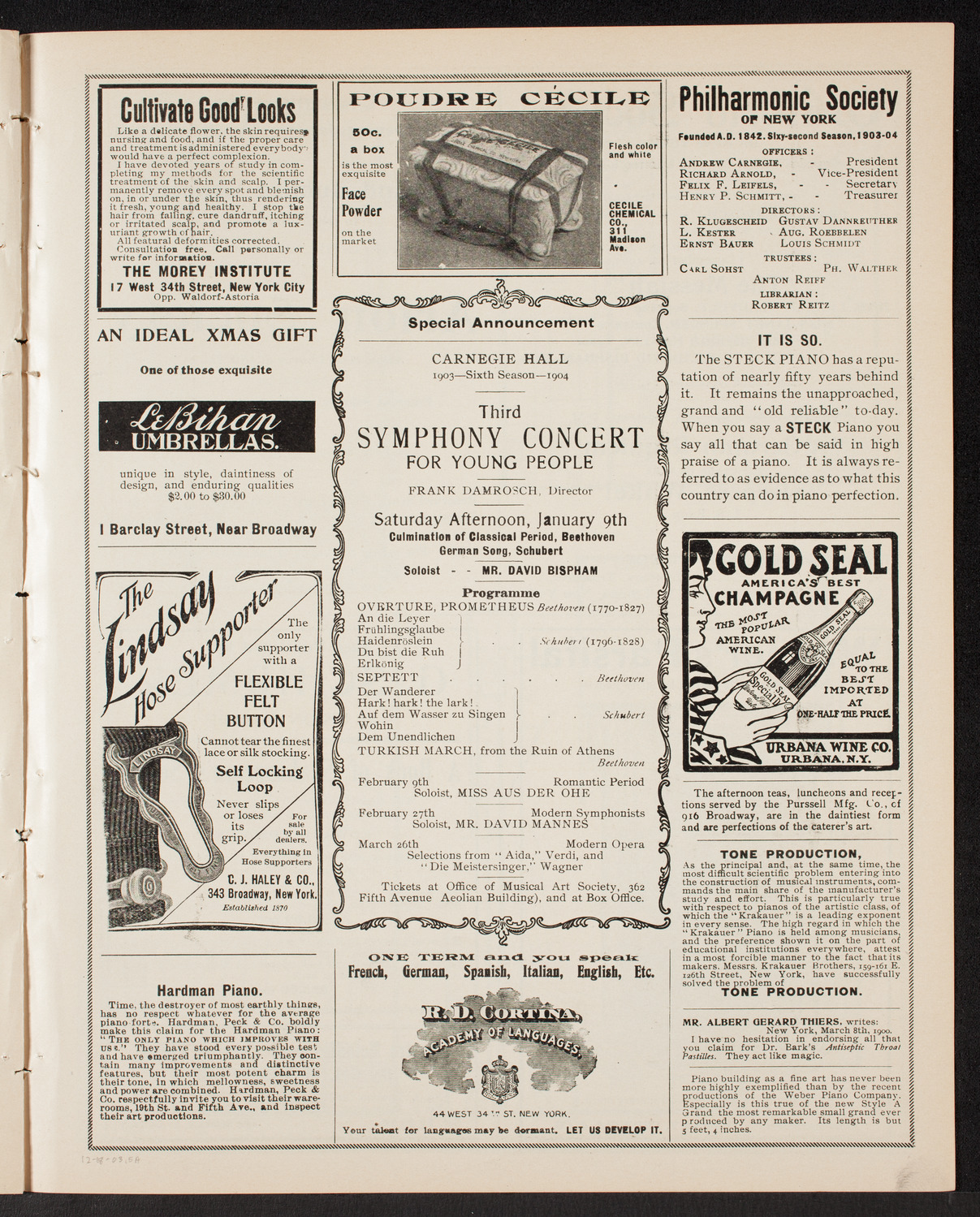 New York Philharmonic, December 18, 1903, program page 9