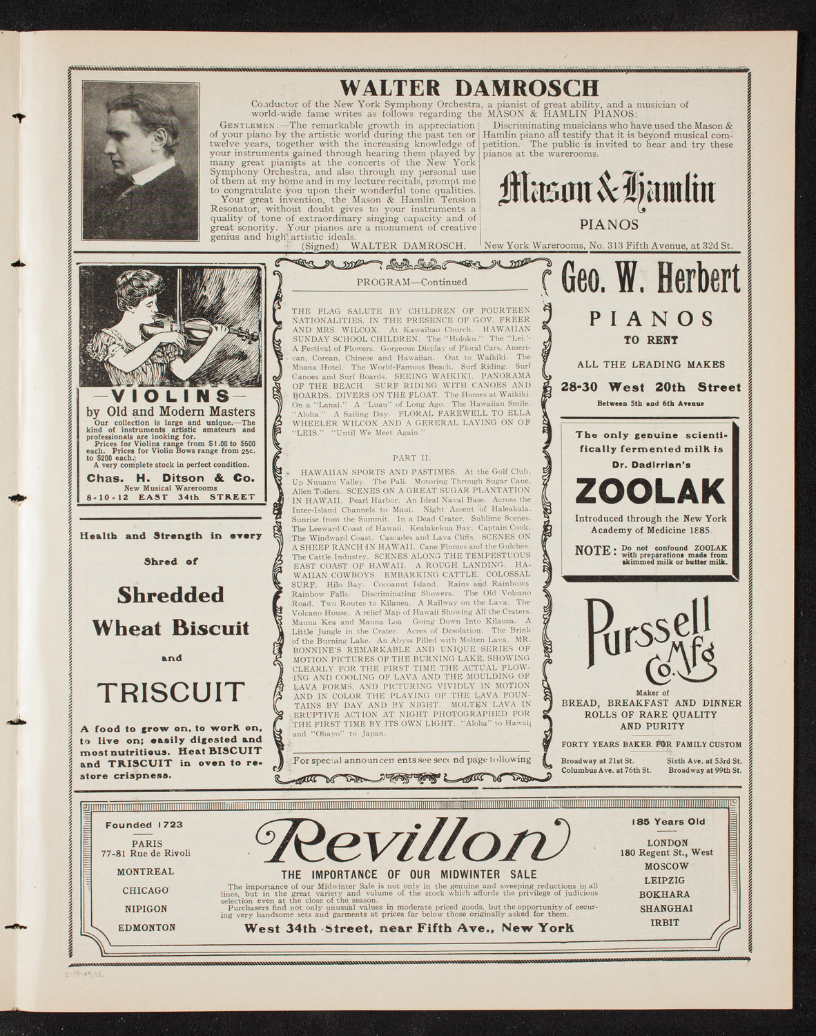 Burton Holmes Travelogue: Hawaii, February 14, 1909, program page 7