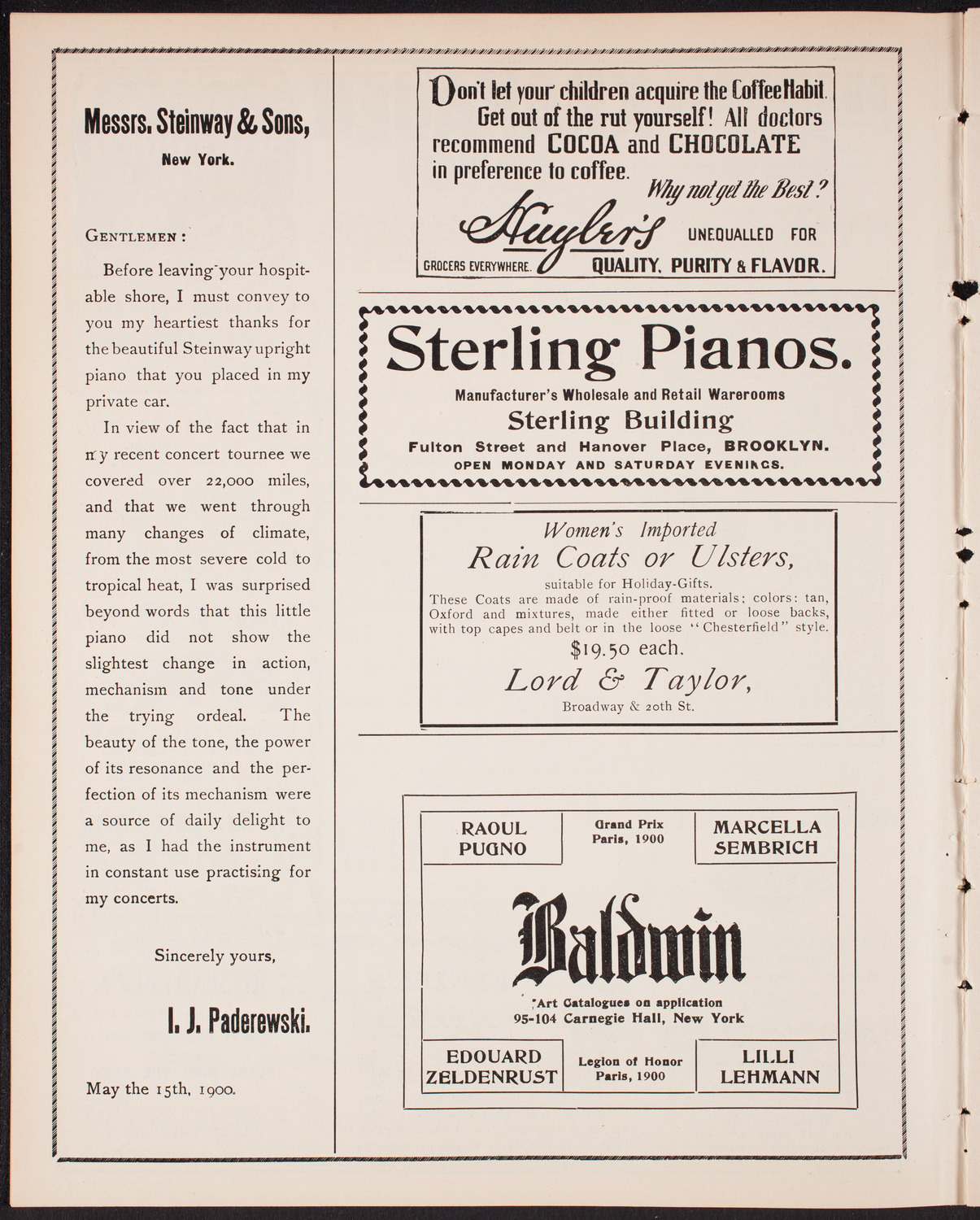 New York Philharmonic, January 9, 1903, program page 4