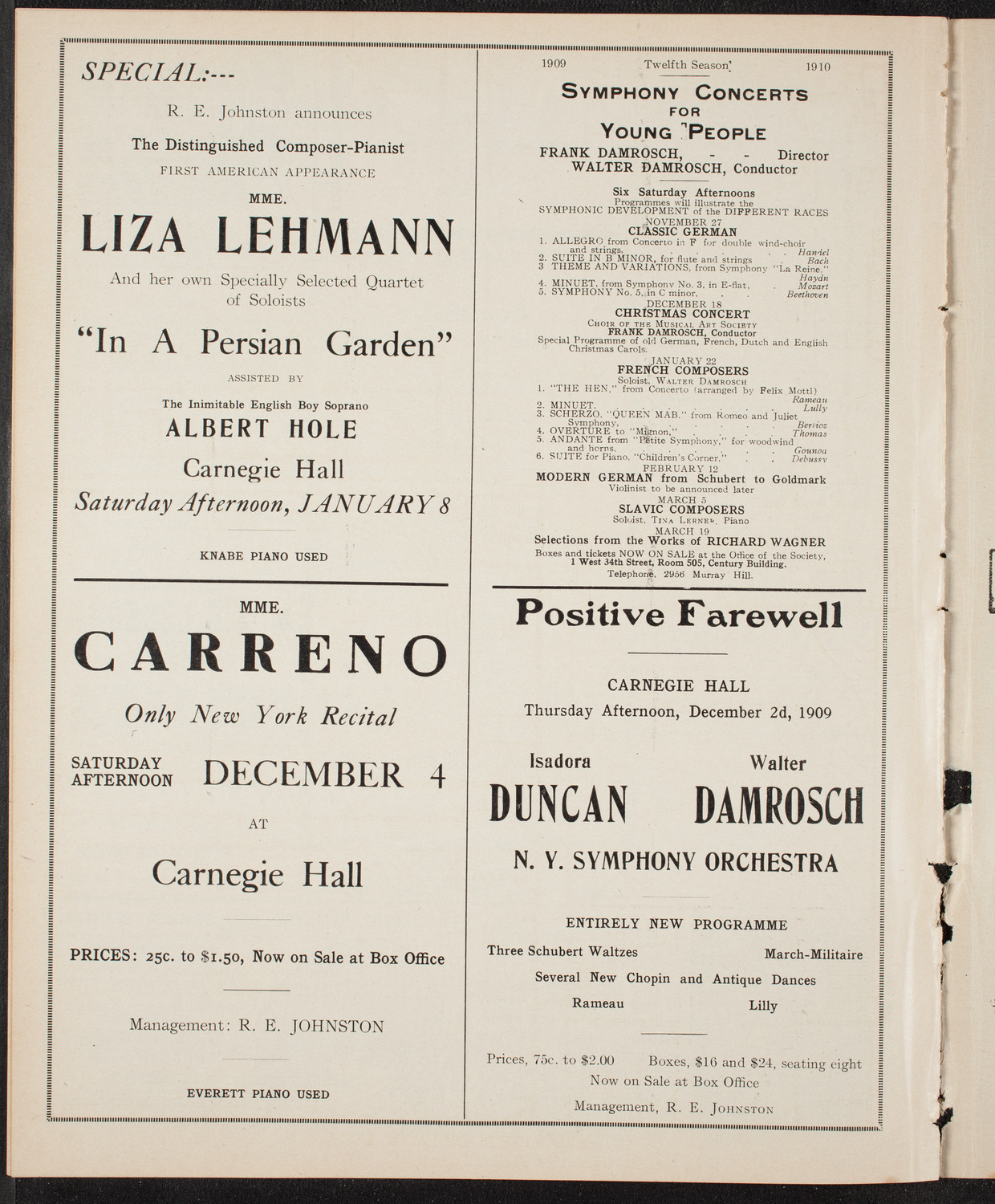 People's Symphony Concert, November 26, 1909, program page 10