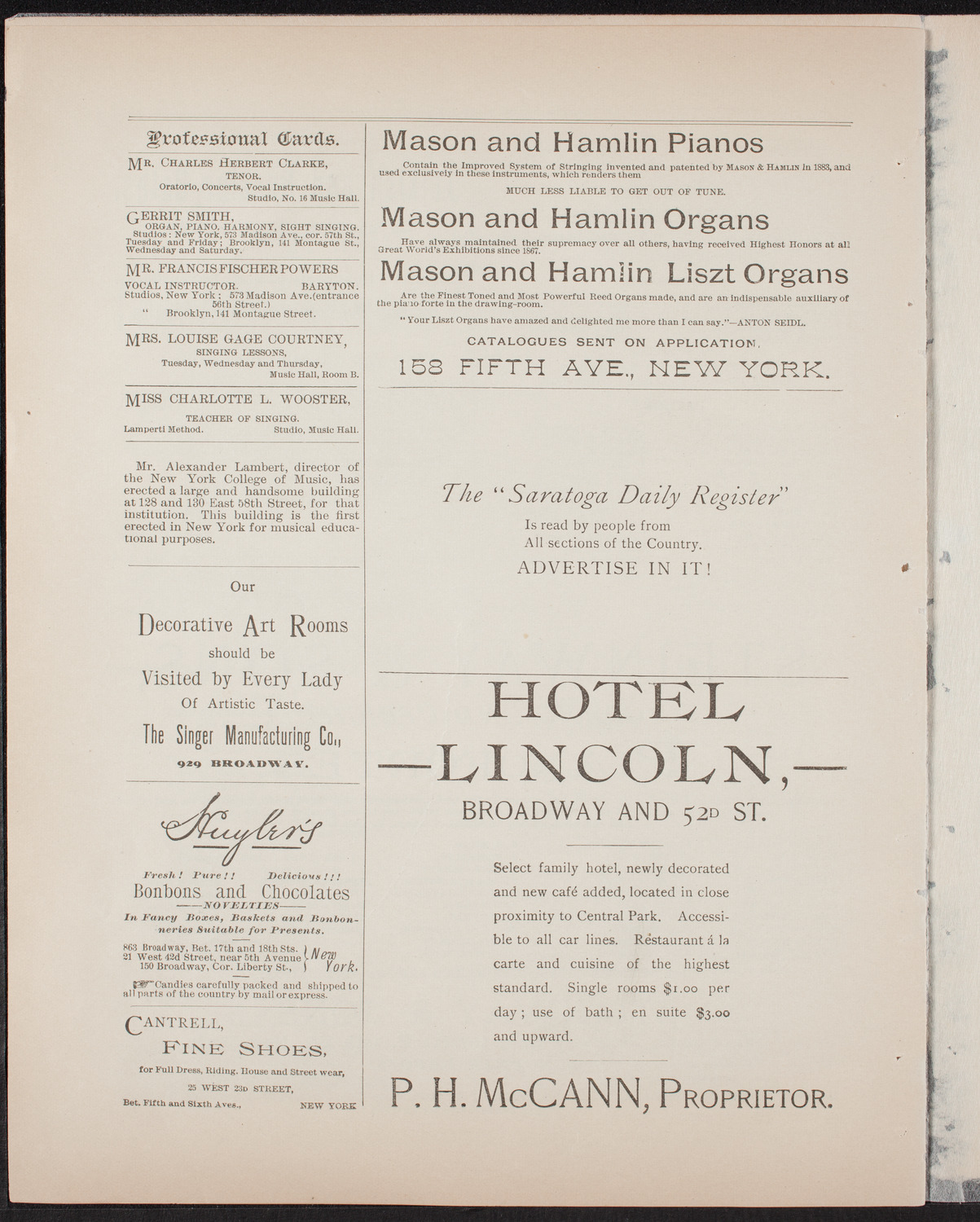 Benefit: Teachers' Mutual Benefit Association, May 6, 1892, program page 6