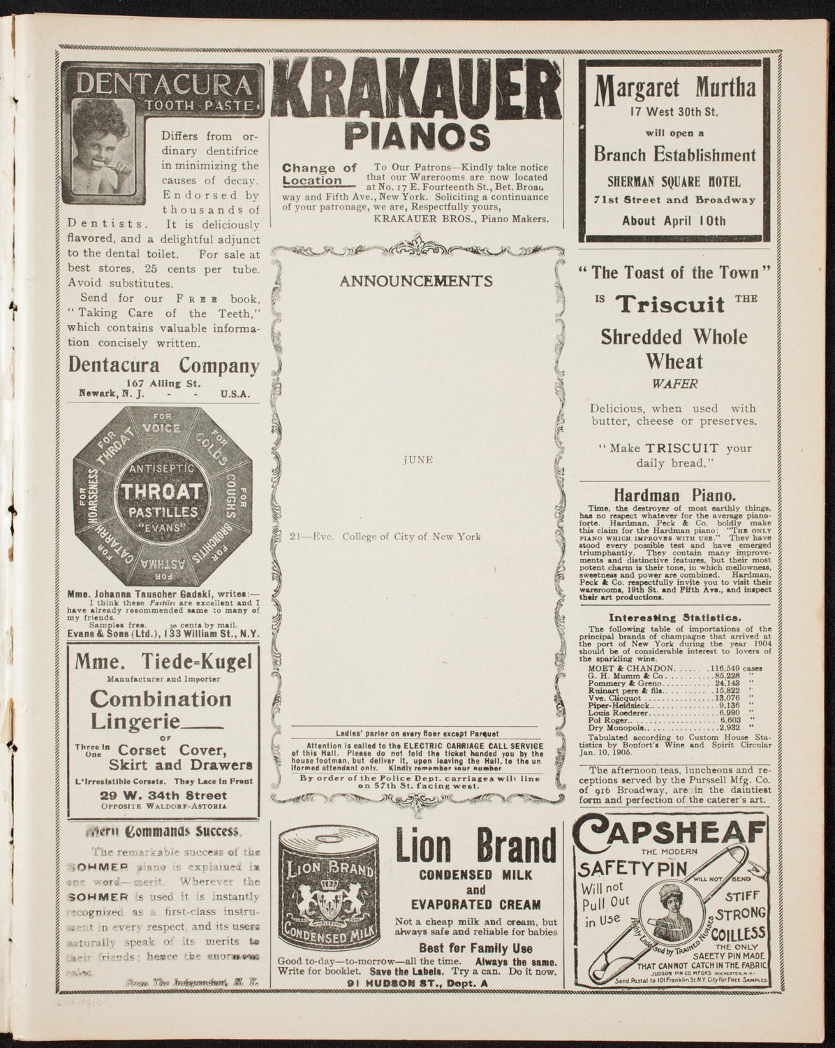 Graduation: Normal College of the City of New York, June 20, 1906, program page 3