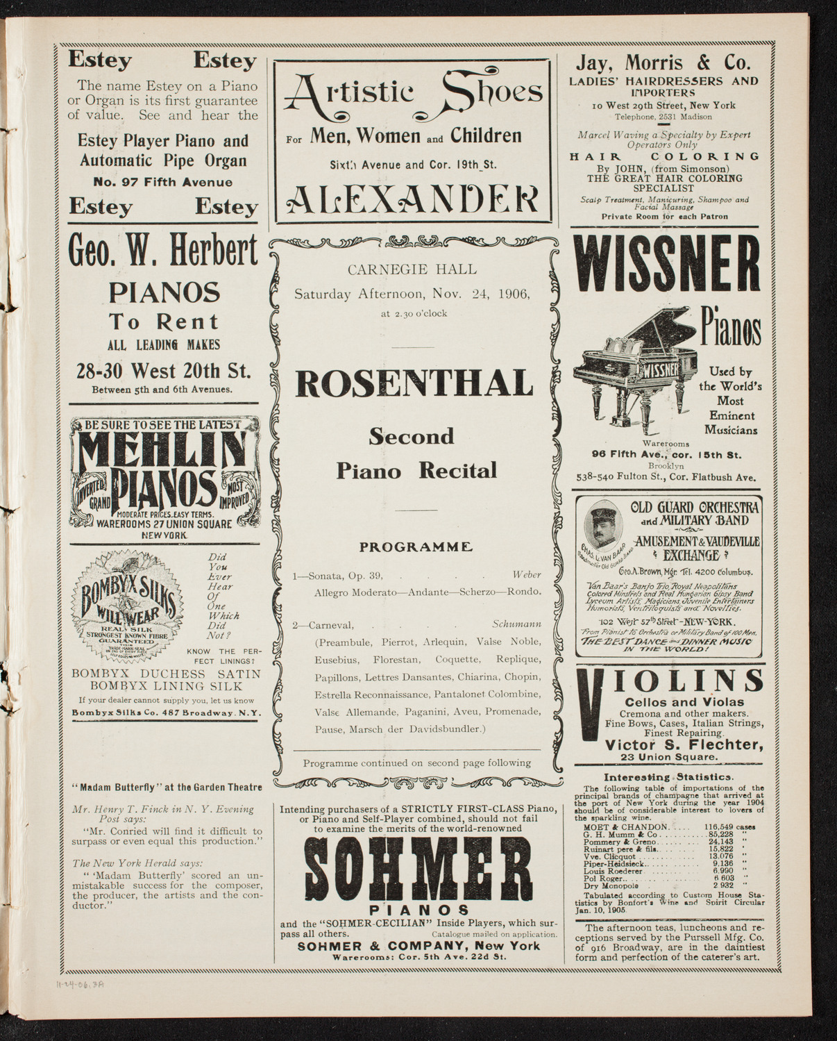 Moriz Rosenthal, Piano, November 24, 1906, program page 5