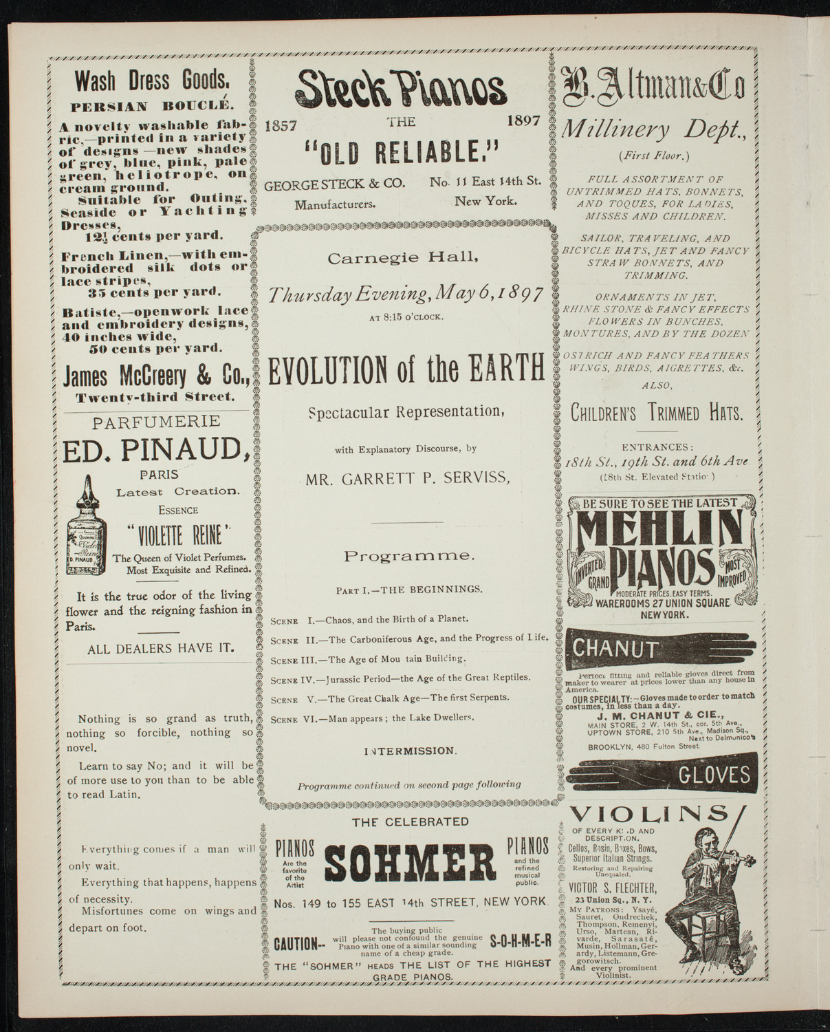 Illustrated Lecture: Evolution of the Earth, May 6, 1897, program page 4