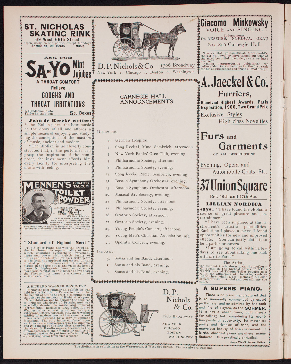 Benefit: St. Mark's Hospital, December 1, 1900, program page 2