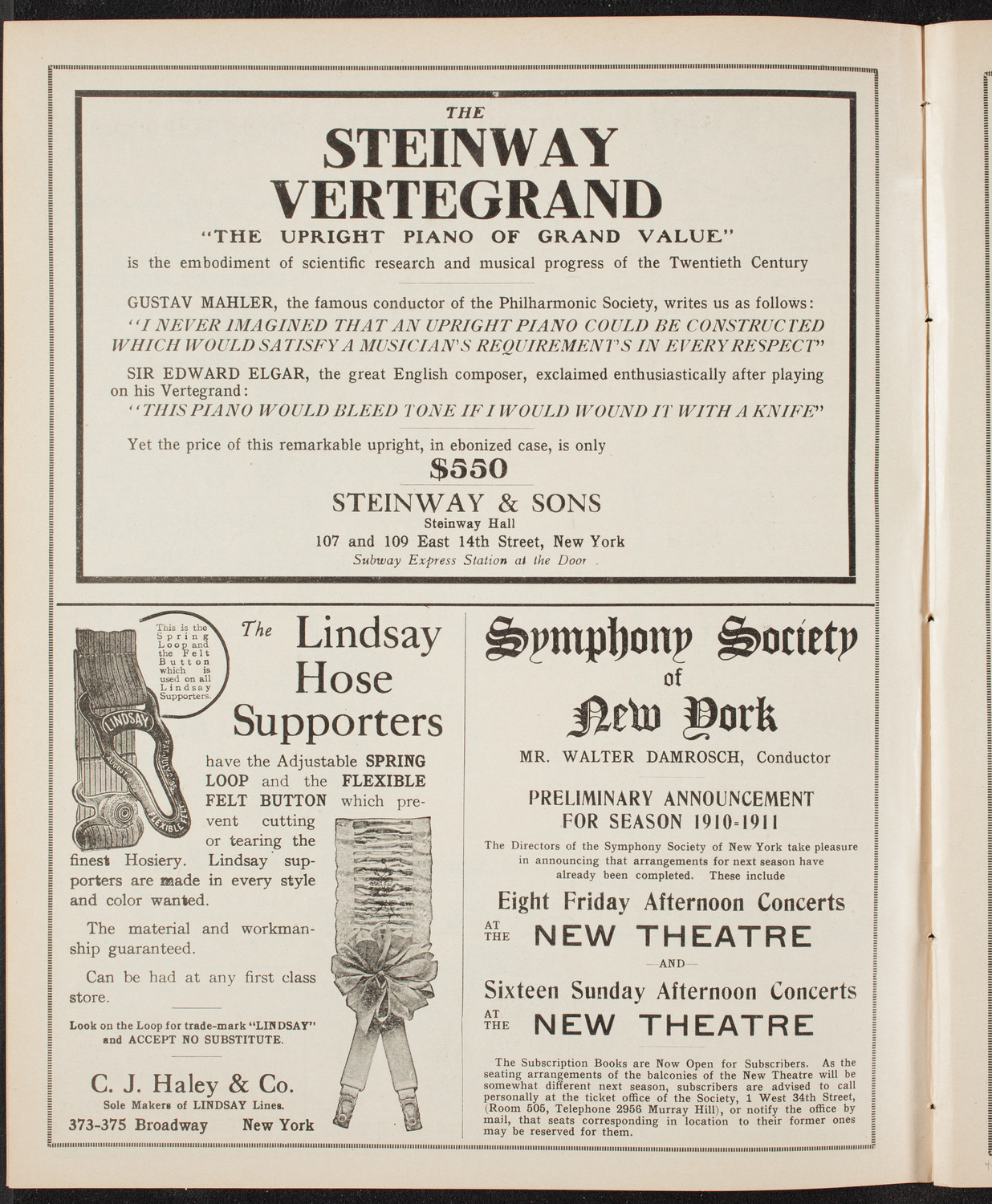 New York Philharmonic, April 2, 1910, program page 4