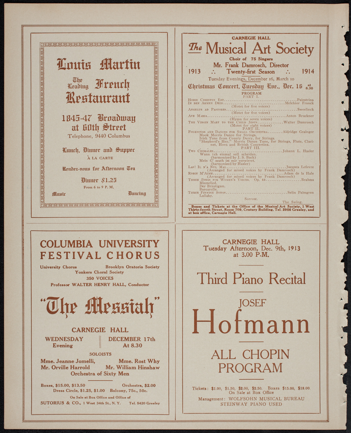 Oratorio Society of New York, December 5, 1913, program page 8
