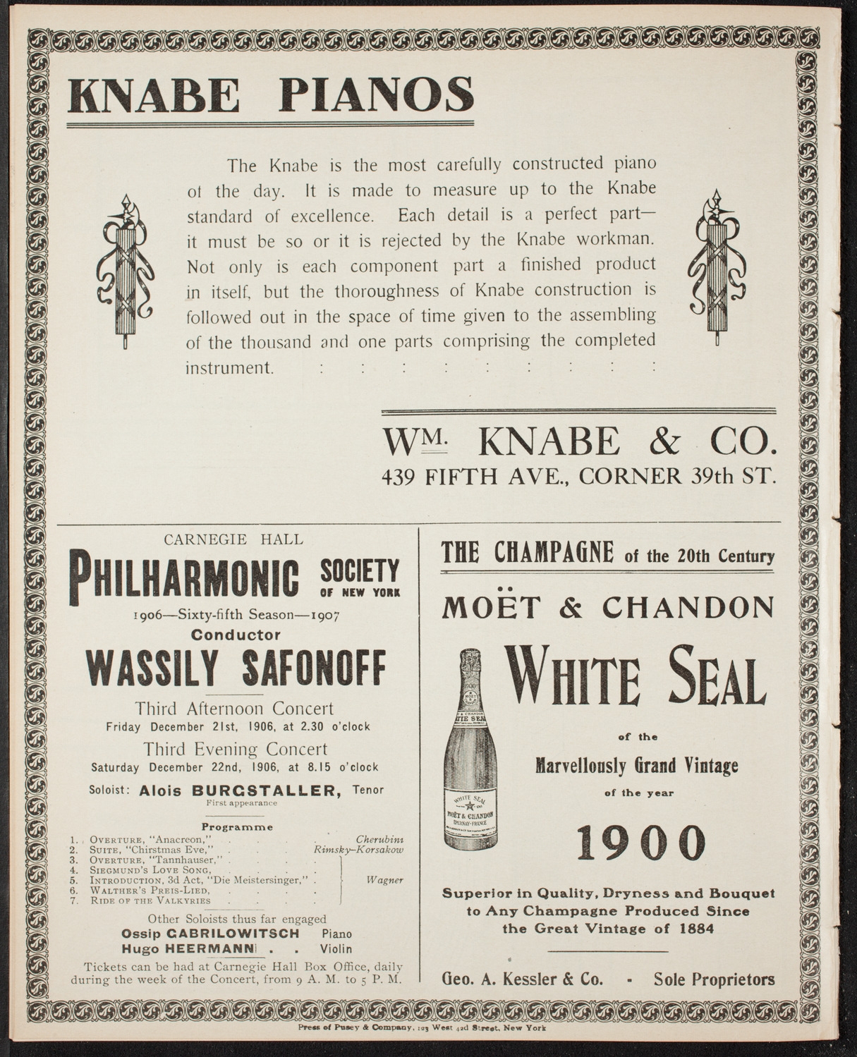 New York Banks' Glee Club, December 11, 1906, program page 12