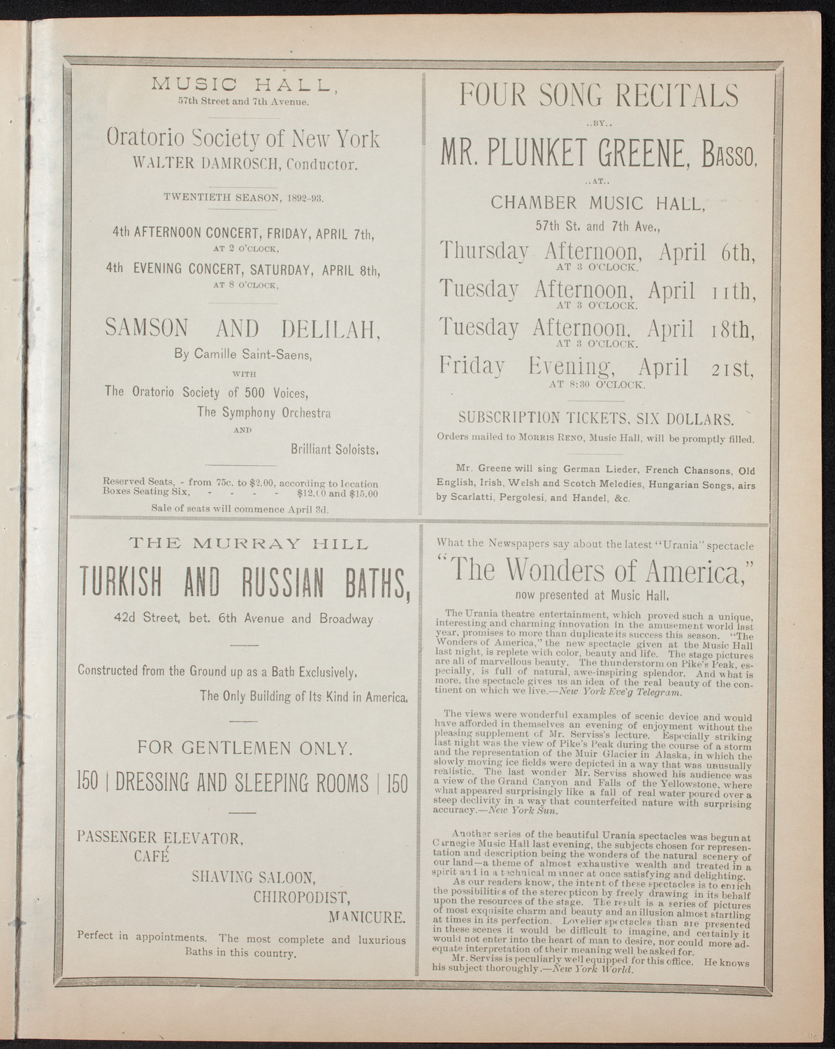 Oratorio Society of New York, March 17, 1893, program page 7