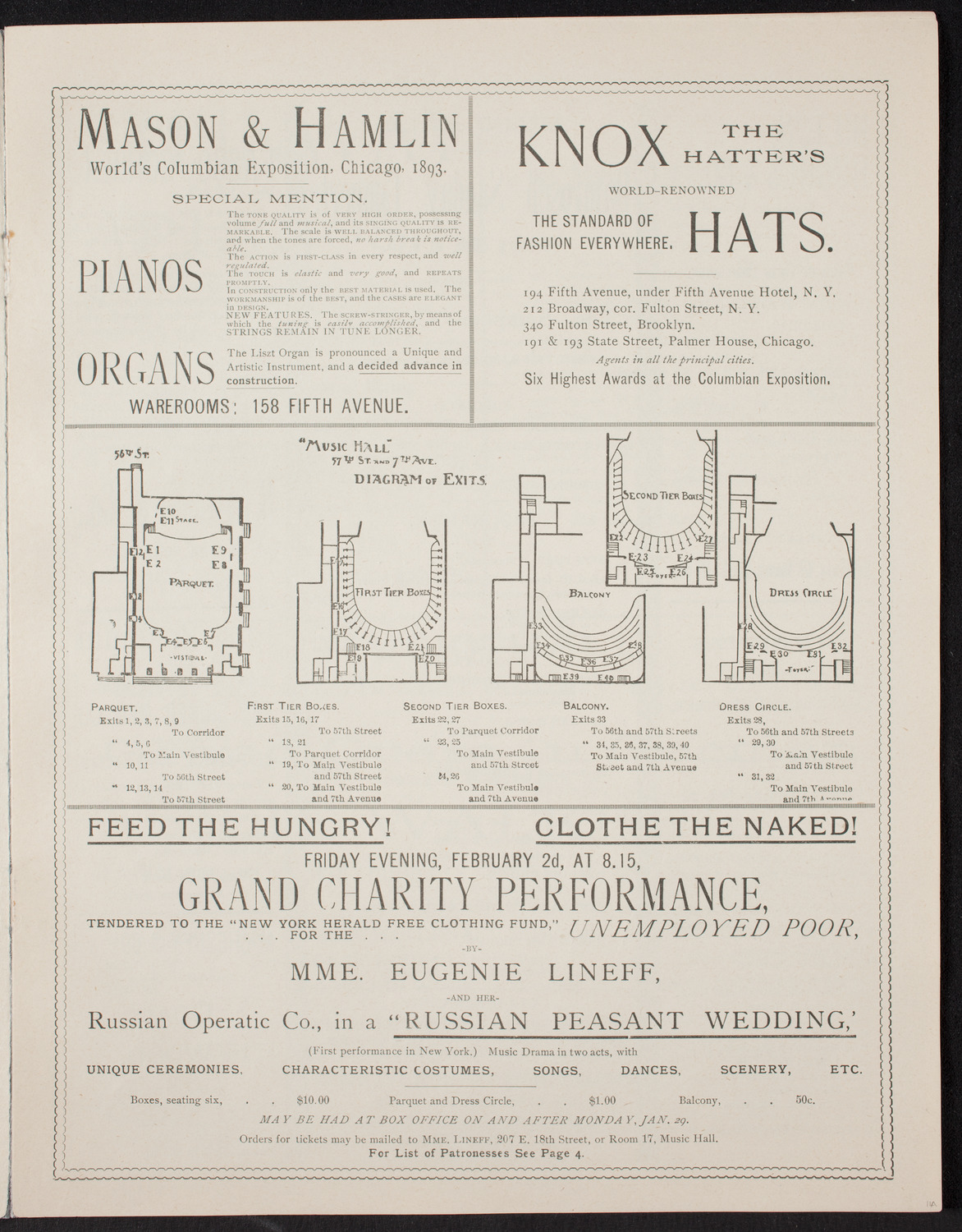 Damrosch Sunday Concert, January 28, 1894, program page 3