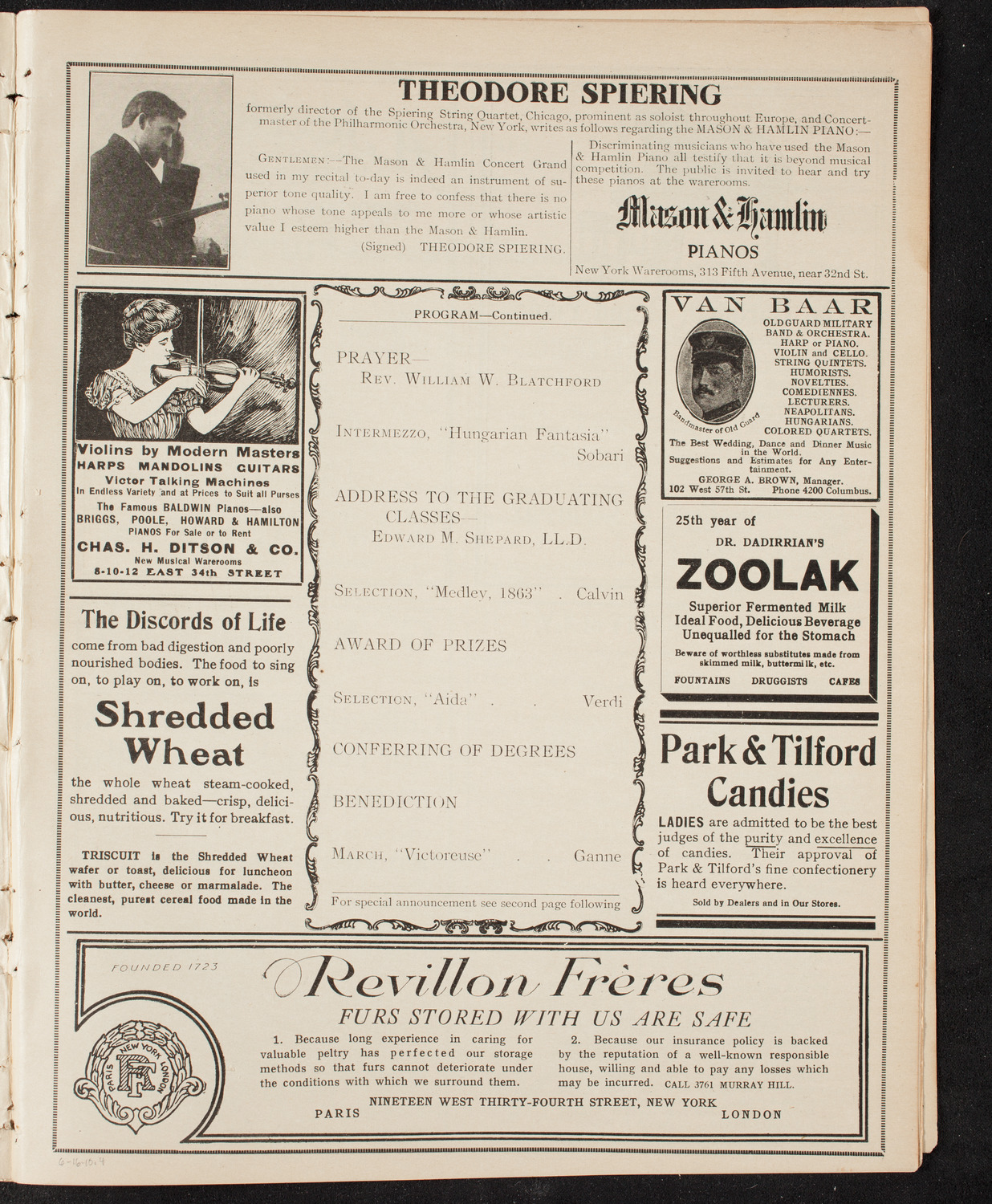 Graduation: New York Law School, June 16, 1910, program page 7