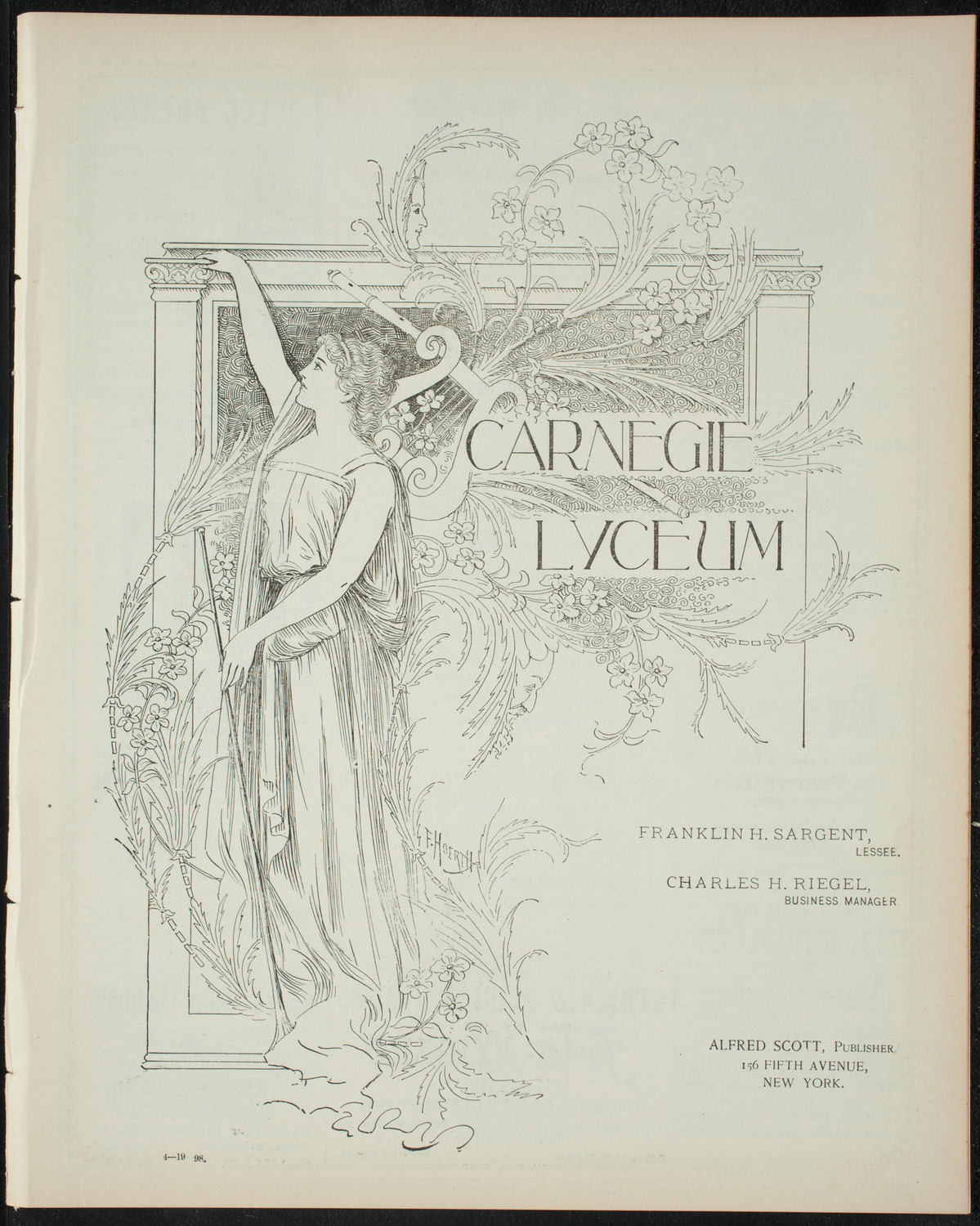 Trinity School Dramatic Club, April 19, 1898, program page 1