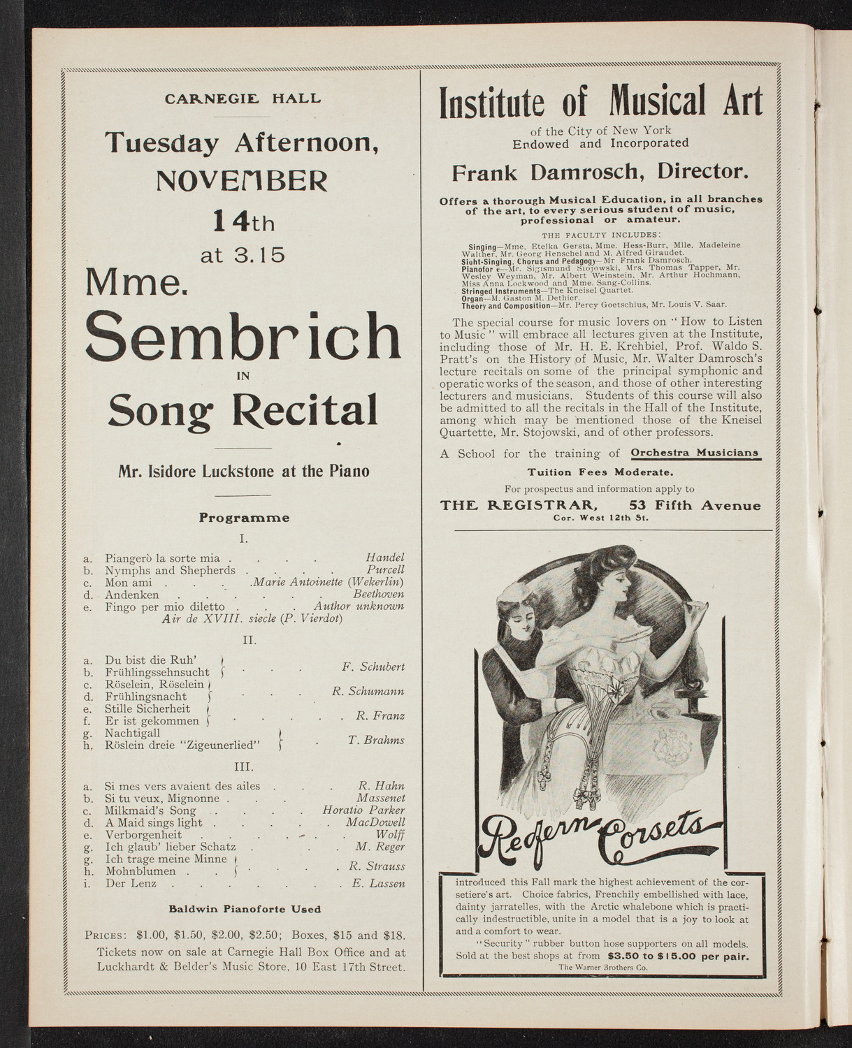 New York Philharmonic, November 11, 1905, program page 2