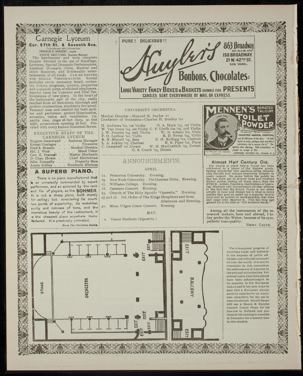 Princeton University Triangle Club, April 12, 1902, program page 4