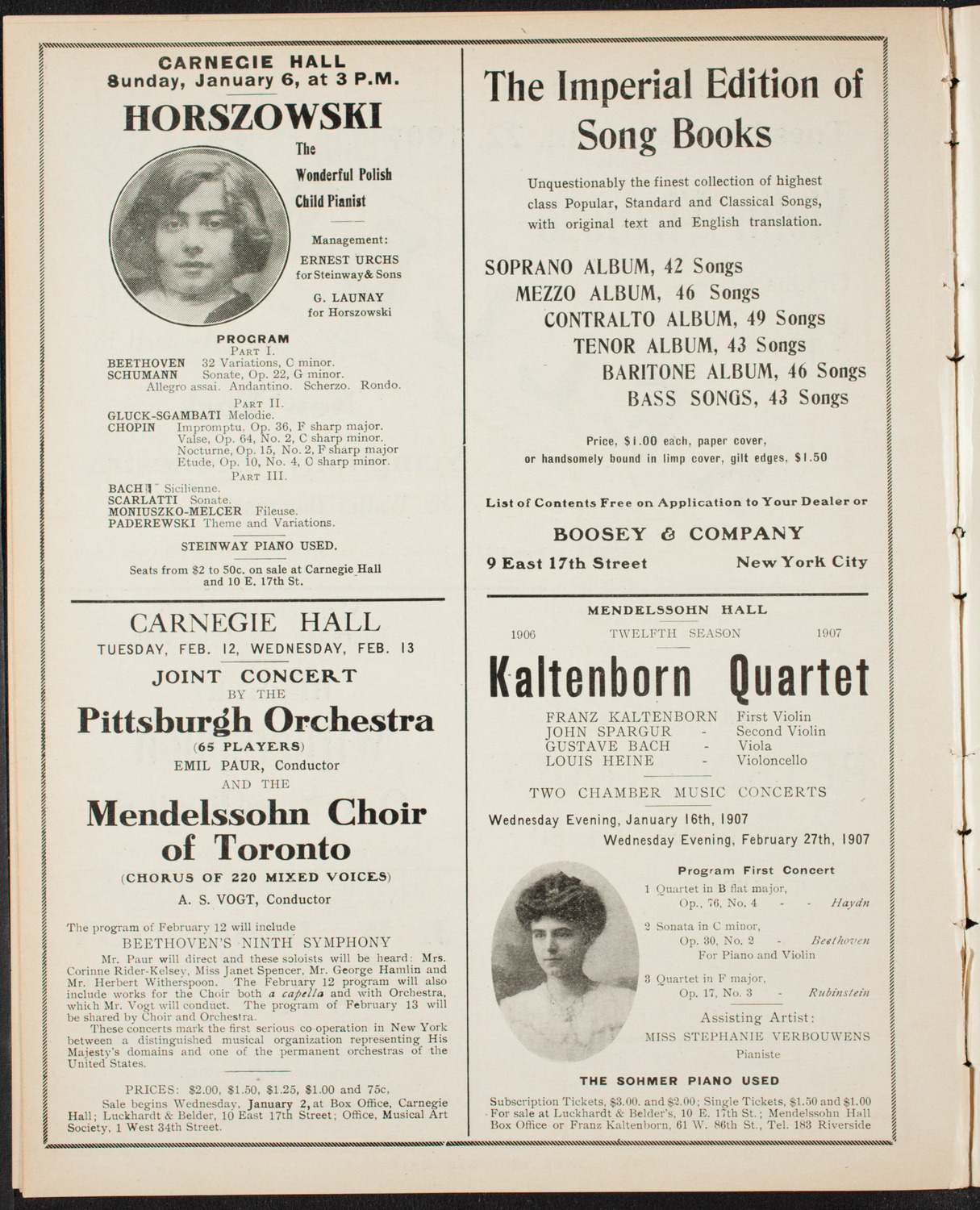 New York Philharmonic, January 4, 1907, program page 12