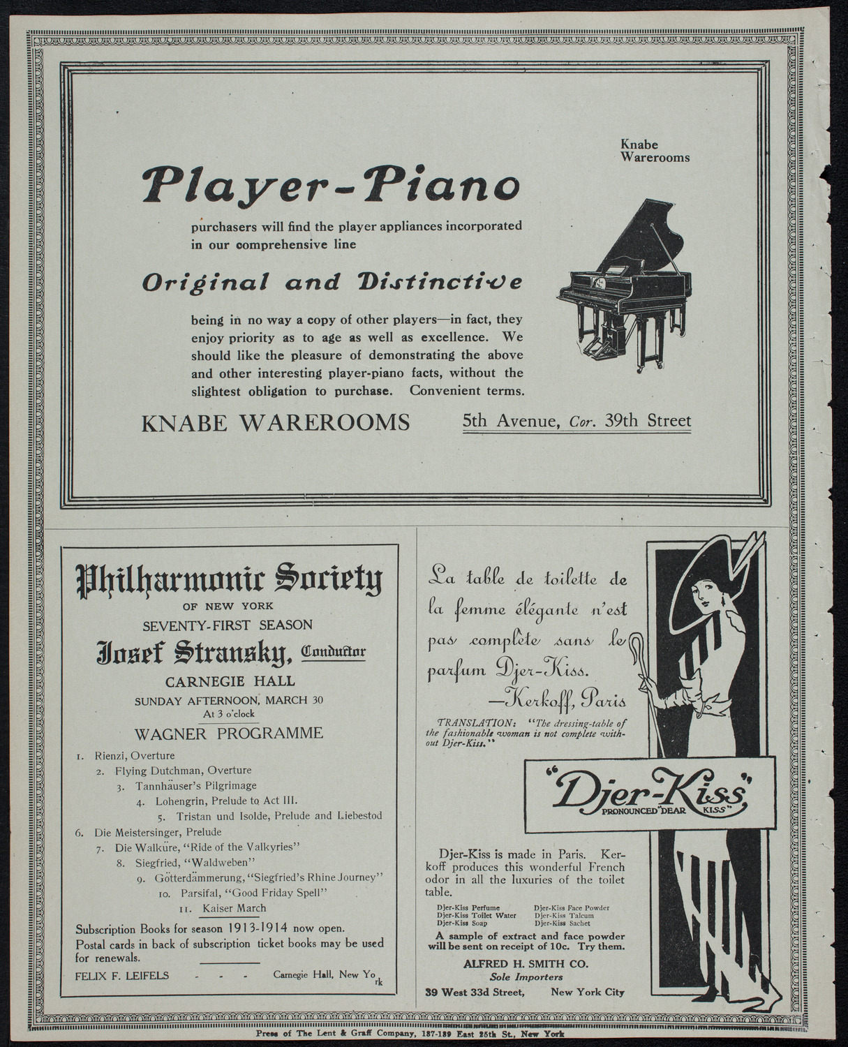 New York Philharmonic, March 27, 1913, program page 12