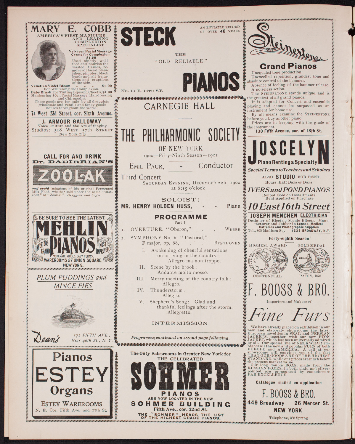 New York Philharmonic, December 22, 1900, program page 4