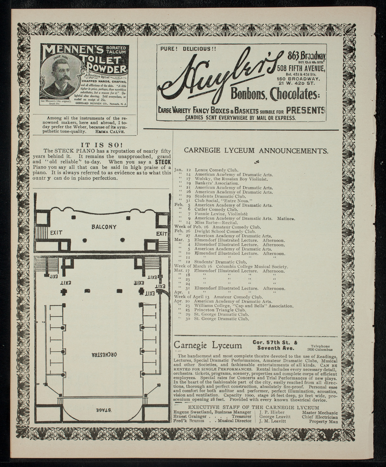 Lenox Comedy Club Benefit Performance for Day Home and School for Crippled Children, January 12, 1903, program page 4