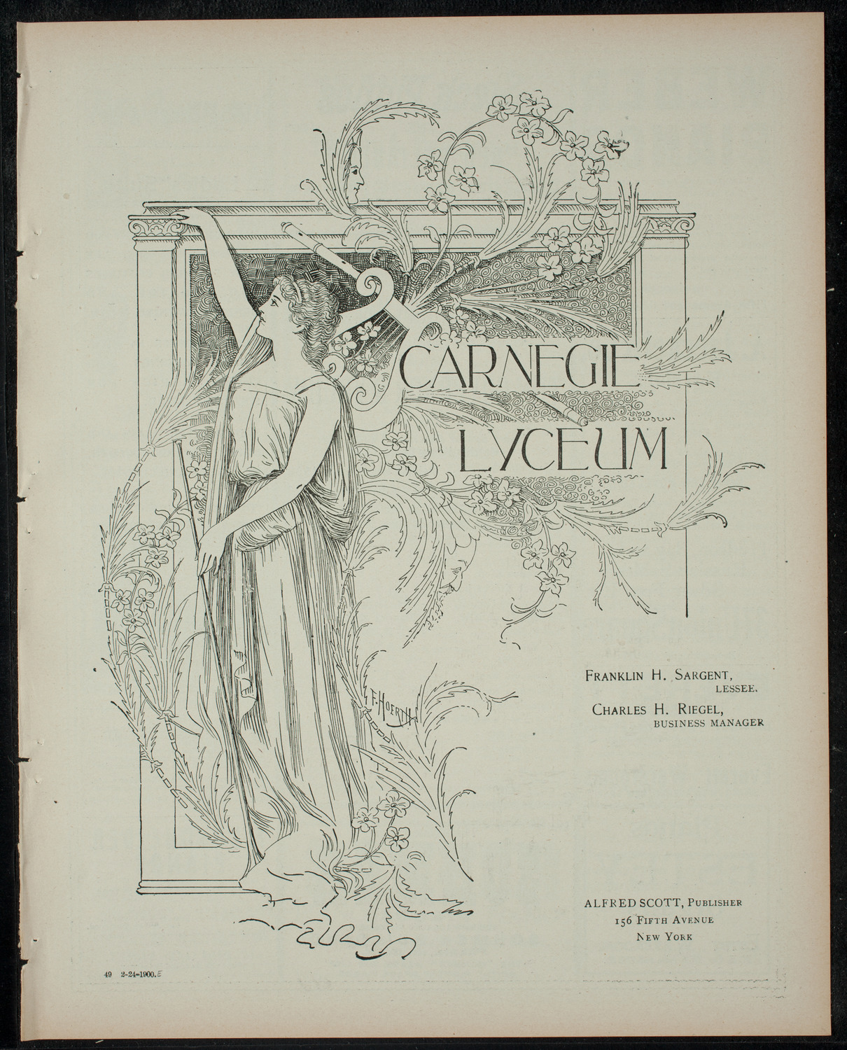 Columbia University Musical Society, February 24, 1900, program page 1