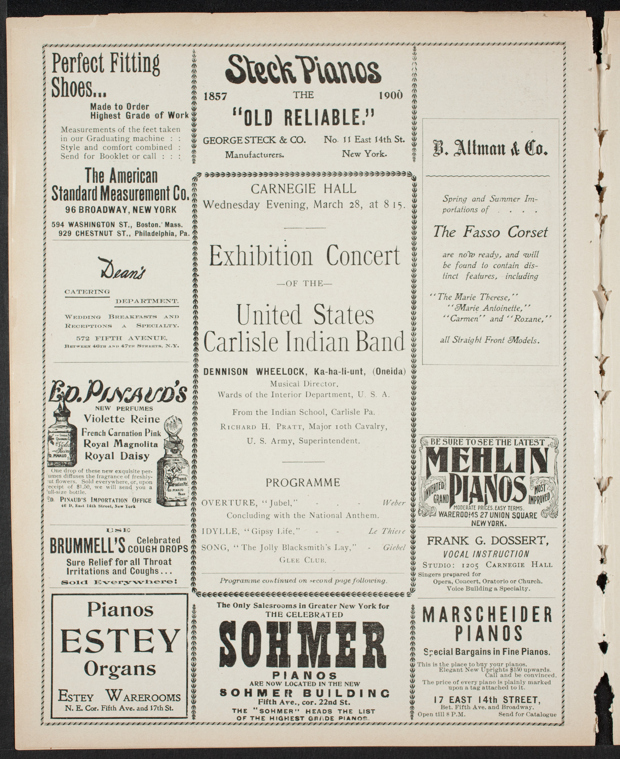 United States Carlisle Indian Band, March 28, 1900, program page 4