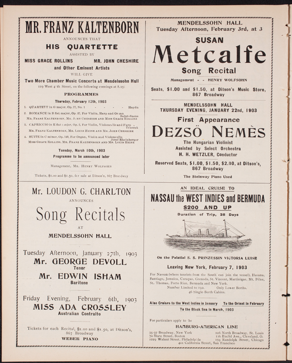 Meeting: Sixth Anniversary Celebration of the West Side Branch, YMCA, January 20, 1903, program page 8