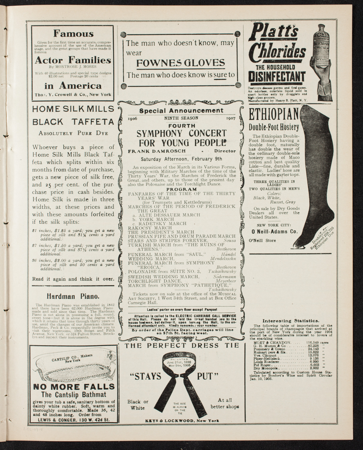 Raphael Kellert with New York Symphony Orchestra, January 22, 1907, program page 9