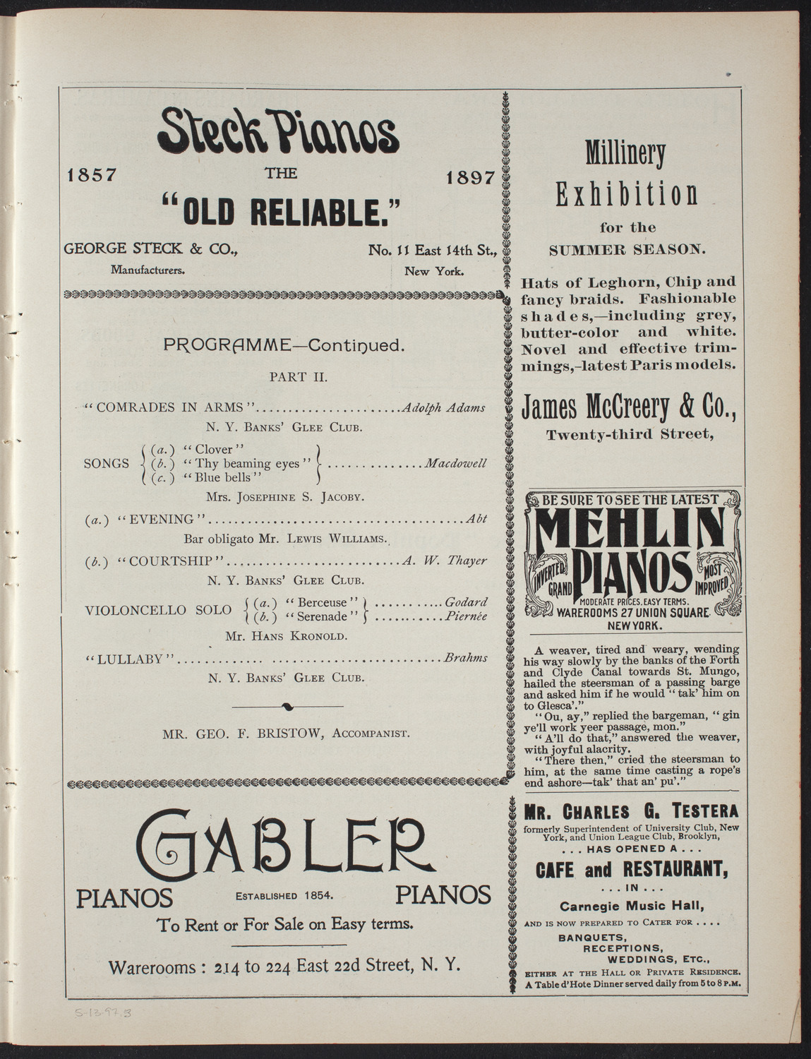 Concert by H.R. Humphries, May 13, 1897, program page 5