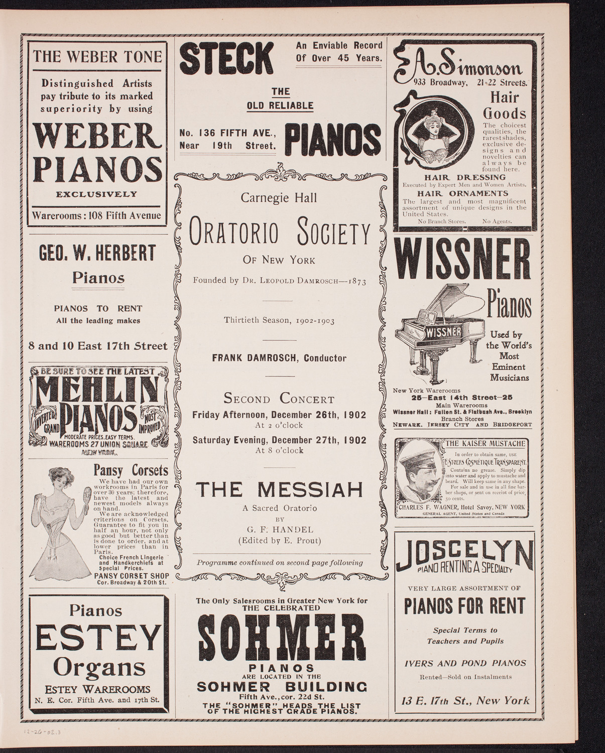 Oratorio Society of New York, December 26, 1902, program page 4