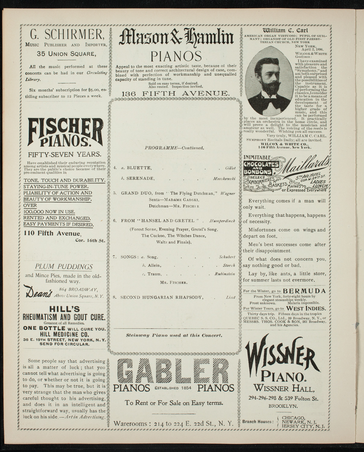 Benefit: Post-Graduate Hospital of New York, January 28, 1897, program page 6