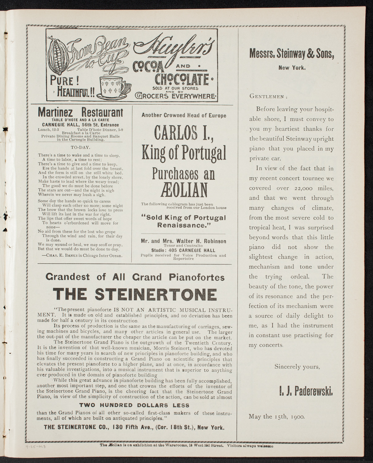 People's Choral Union, April 25, 1901, program page 5