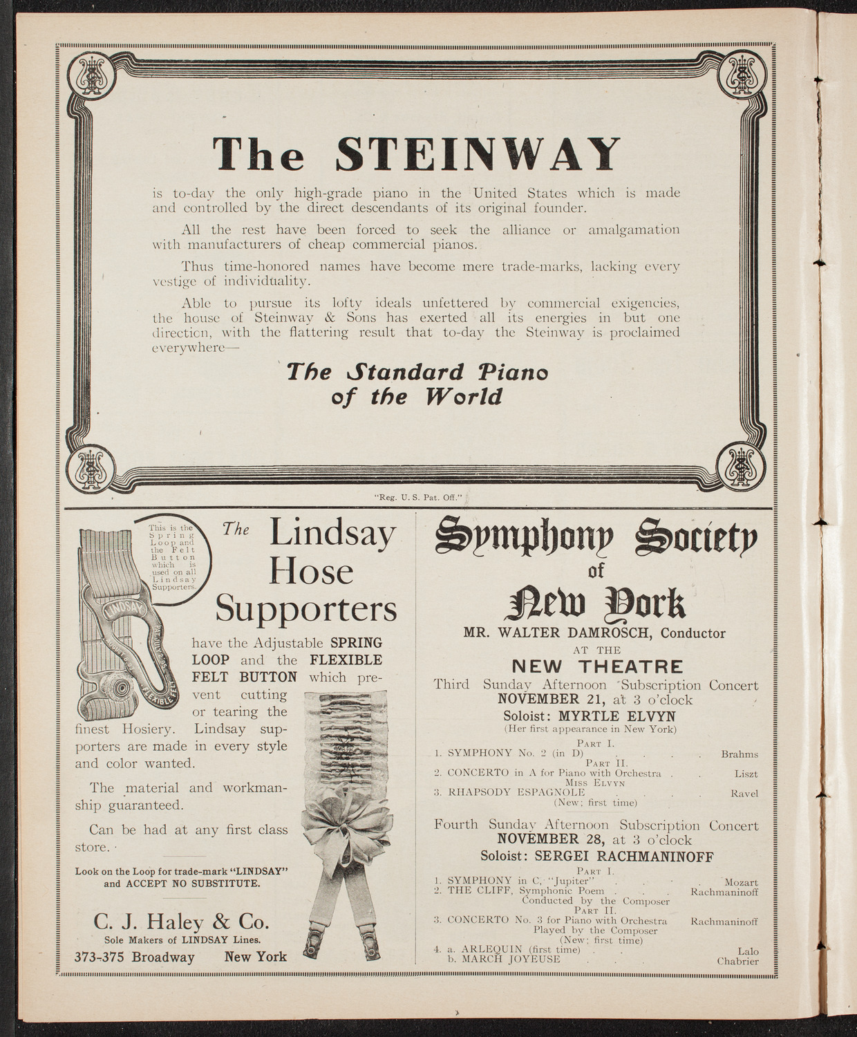 Russian Symphony Society of New York, November 18, 1909, program page 4