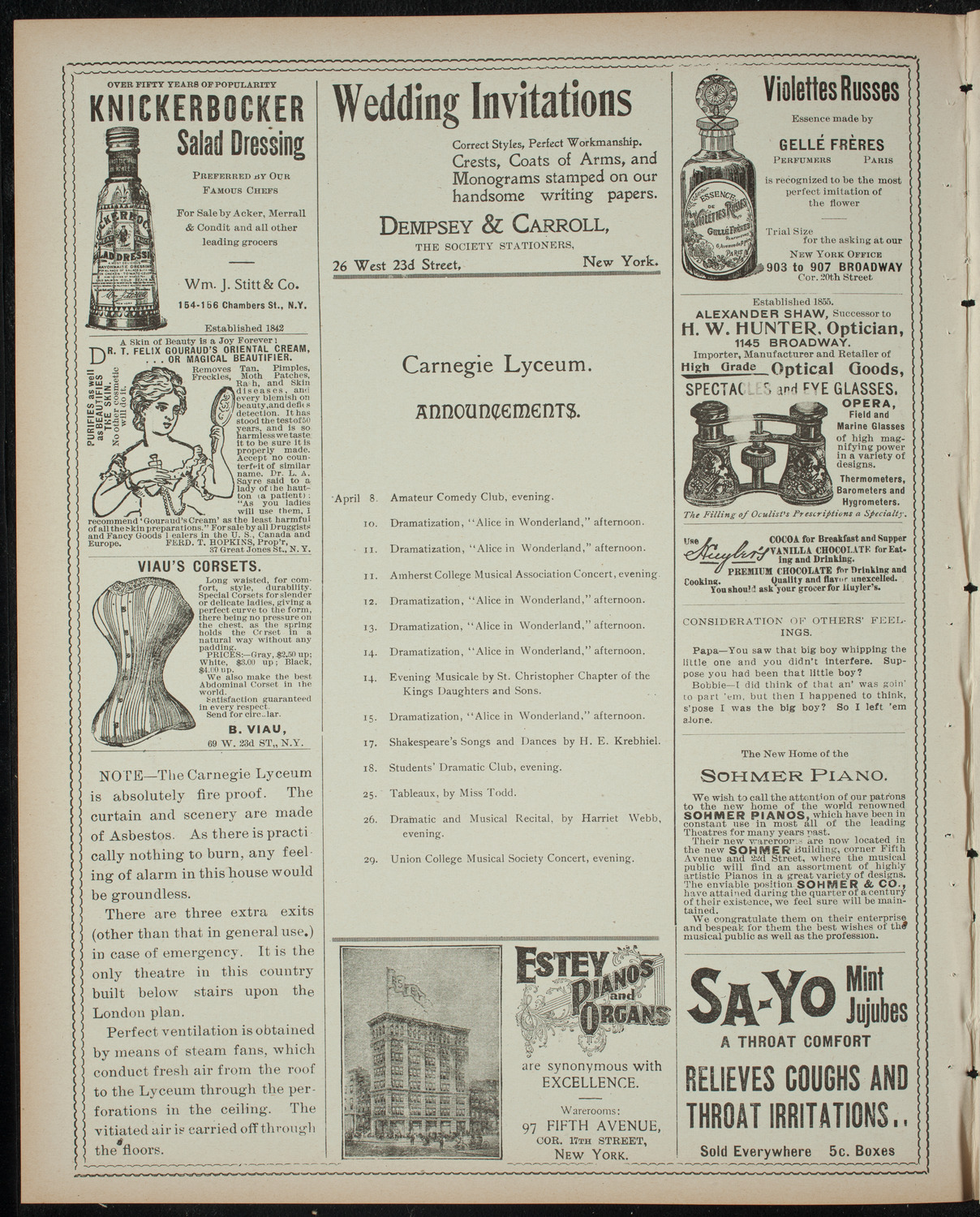 Comparative Literature Society Saturday Morning Conference, April 8, 1899, program page 2