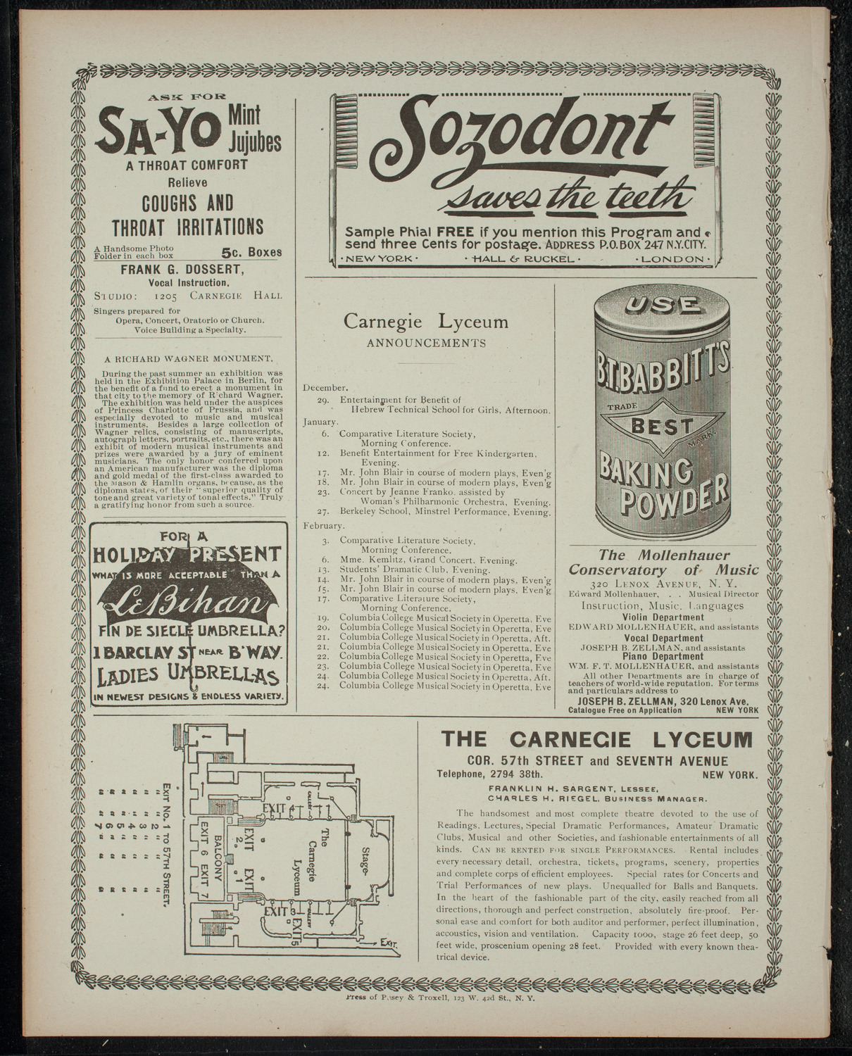 Comparative Literature Society, December 23, 1899, program page 4