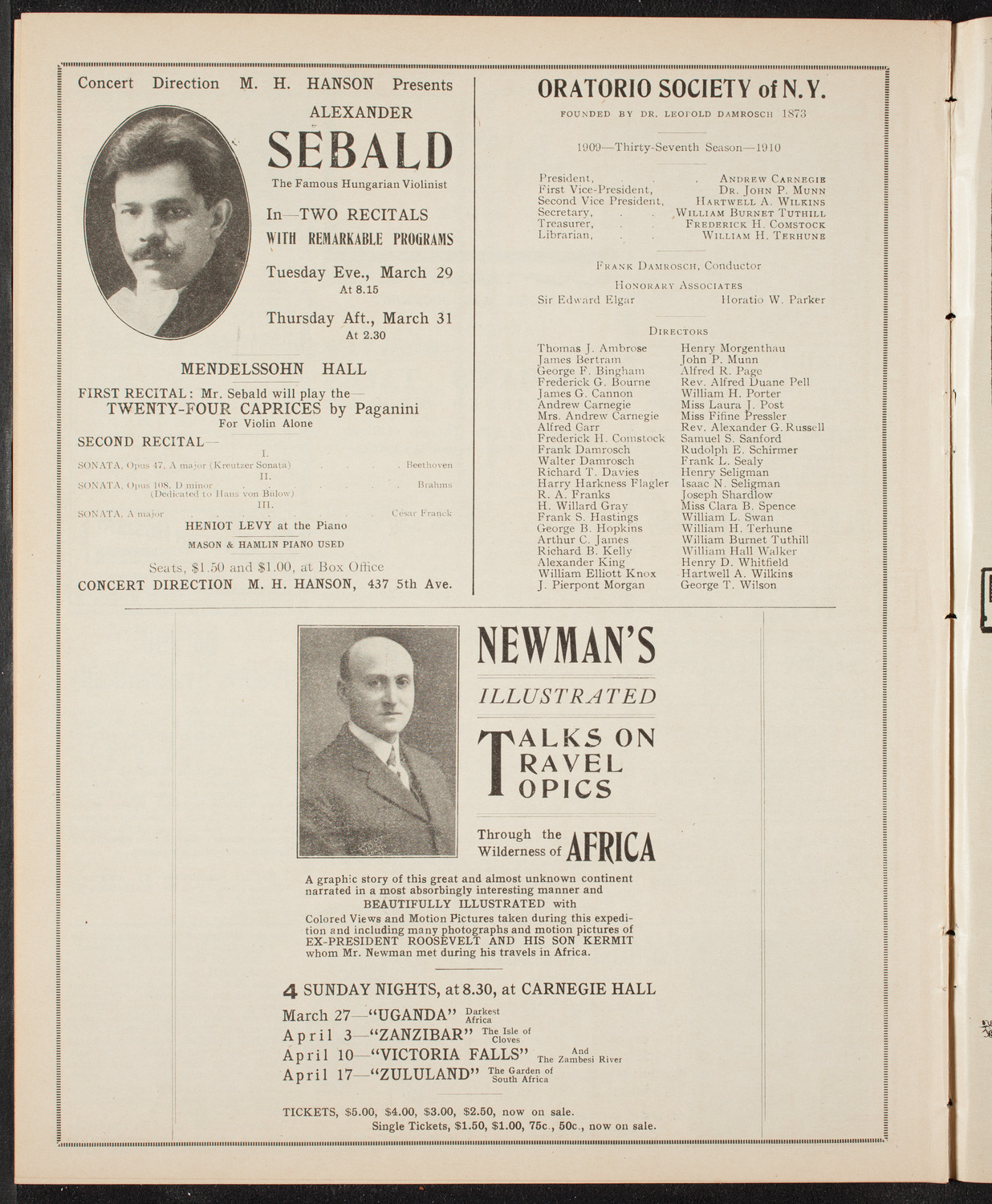 Newman's Illustrated Talks on Travel Topics, March 27, 1910, program page 10