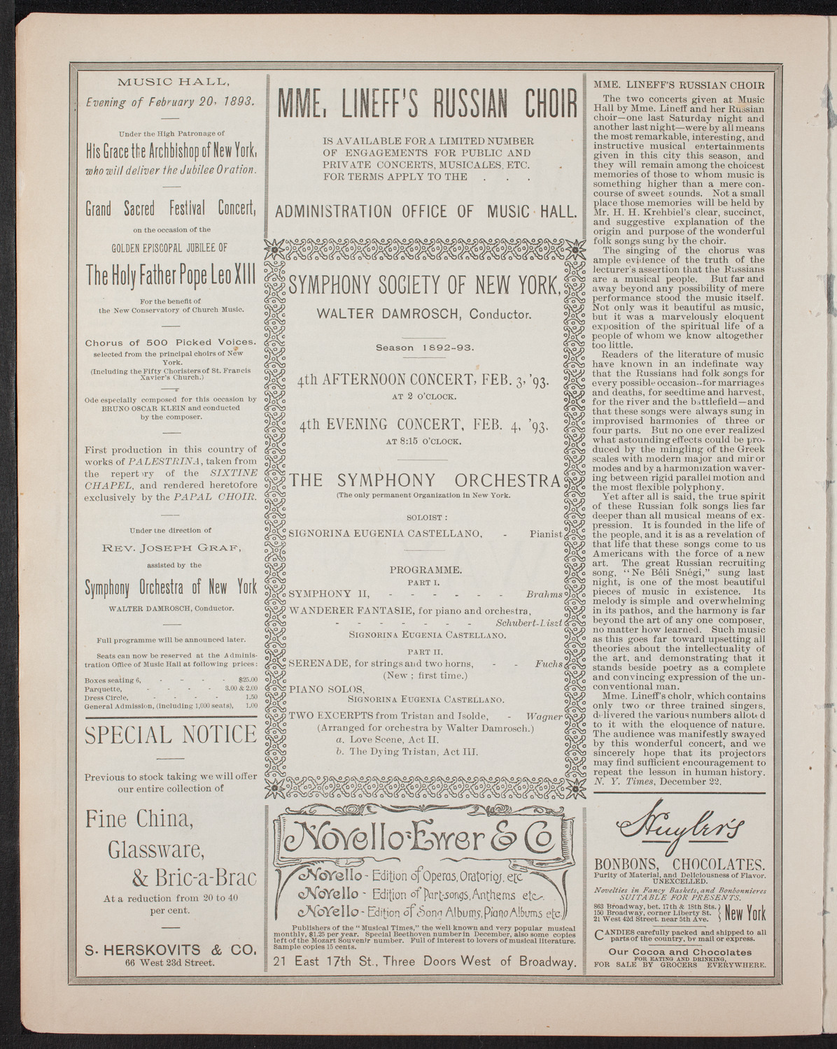 Metropolitan Musical Society, January 10, 1893, program page 8