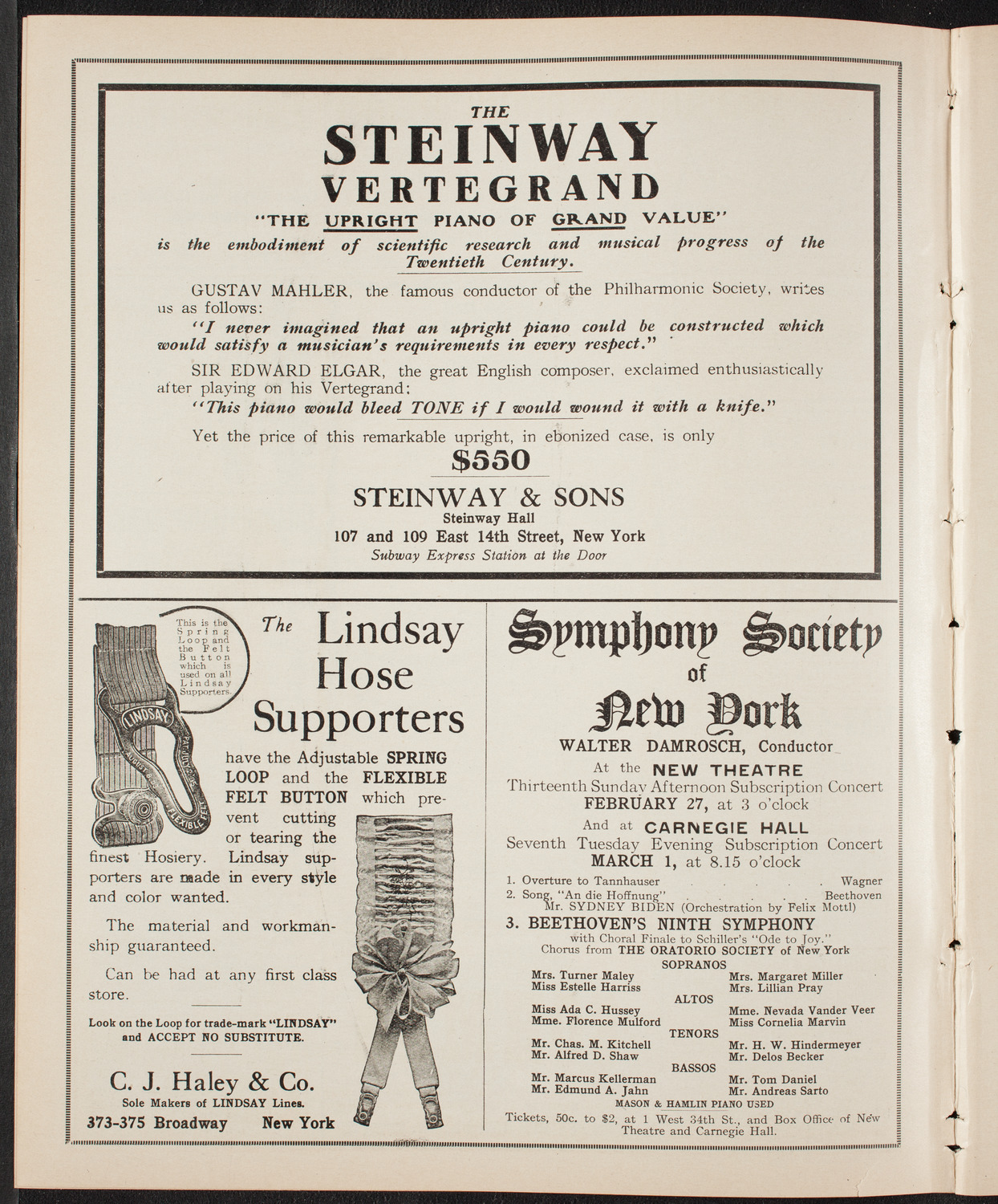 Boston Symphony Orchestra, February 26, 1910, program page 4