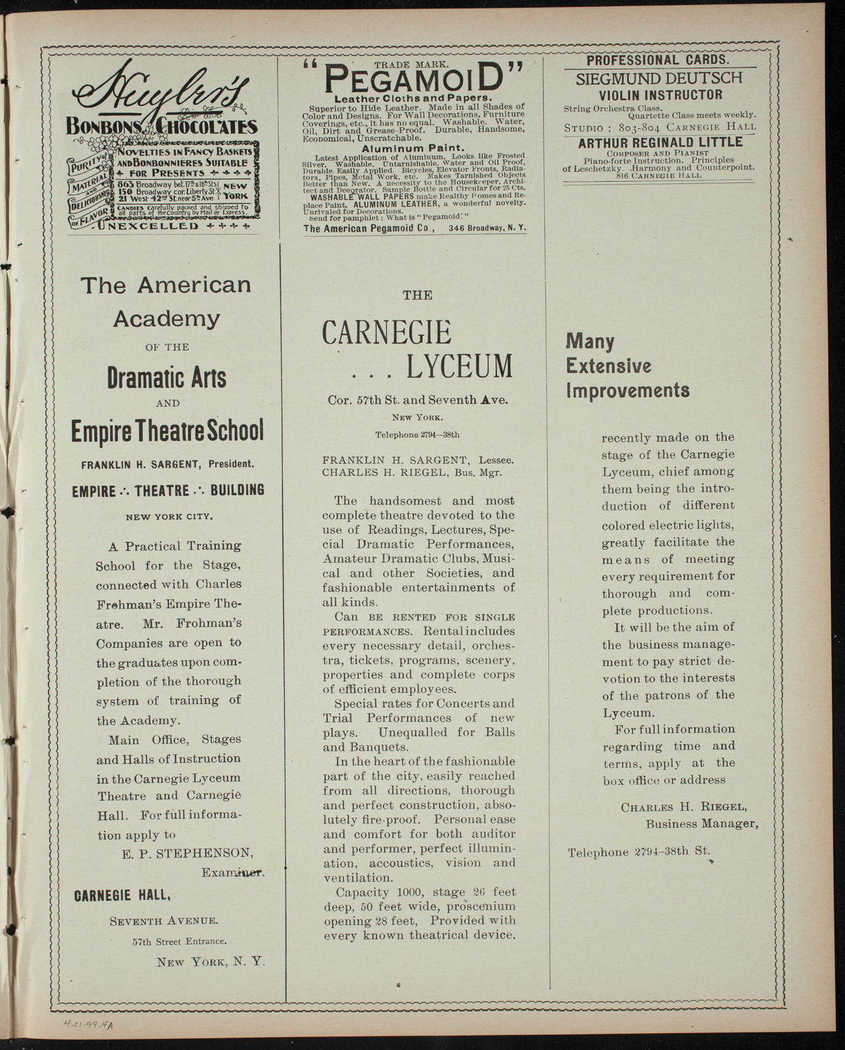 Alice in Wonderland, April 11, 1899, program page 7