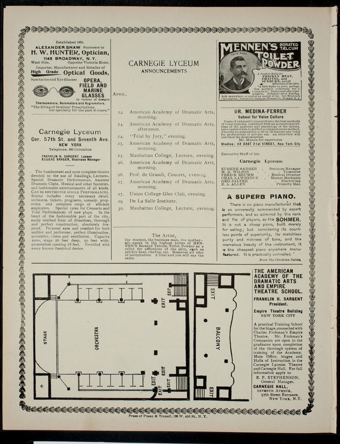 American Academy of Dramatic Arts Final Examination, April 23, 1901, program page 4